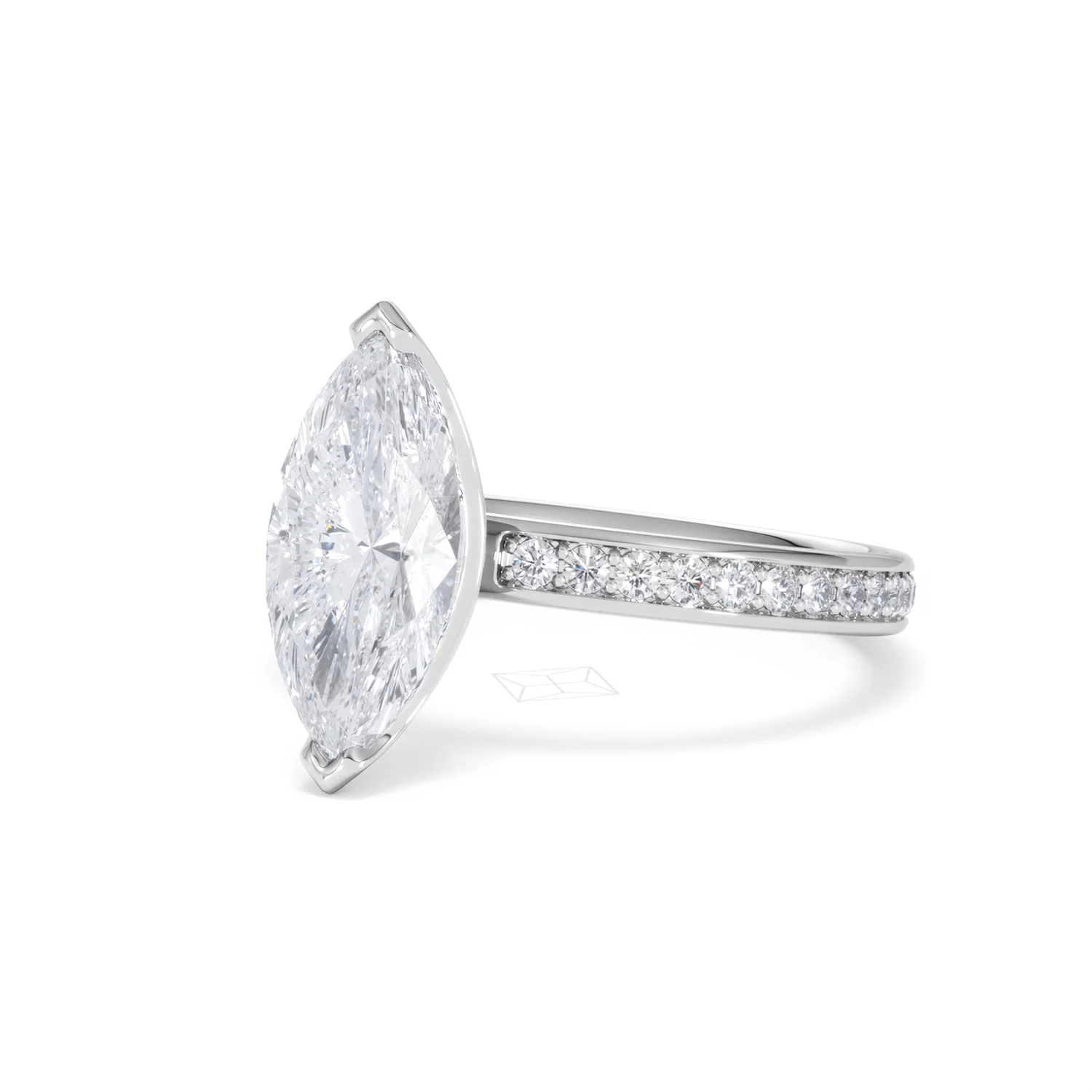 Origin 2.25ct Marquise Cut Lab Diamond Solitaire Engagement Ring with Side Stones in Platinum - Image 80