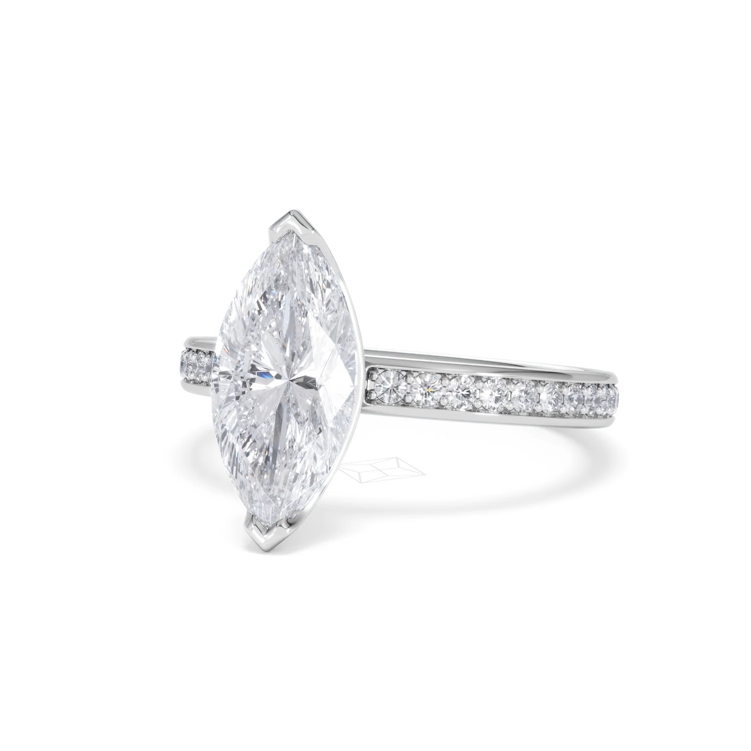 Origin 2.25ct Marquise Cut Lab Diamond Solitaire Engagement Ring with Side Stones in Platinum - Image 82