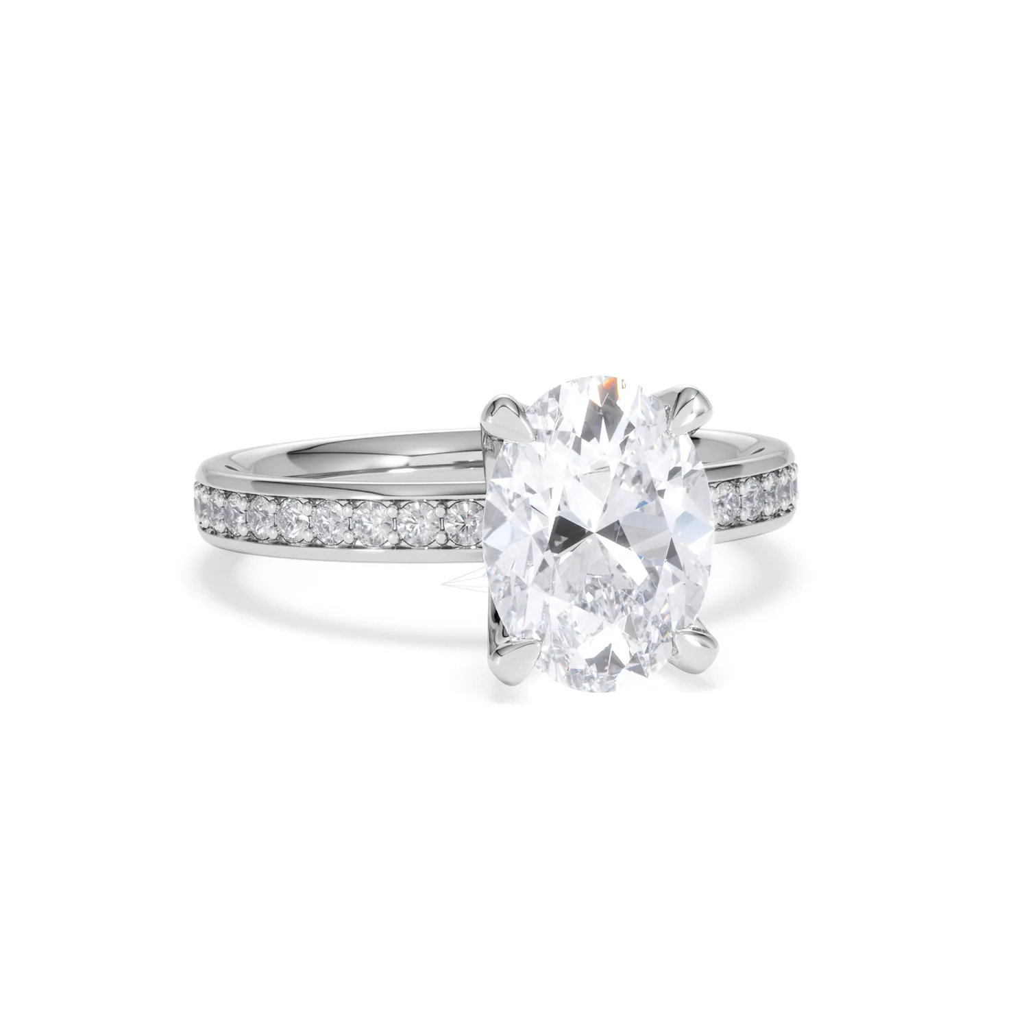 Origin 2.25ct Oval Cut Lab Diamond Solitaire Engagement Ring with Side Stones in 18K White Gold - Image 10