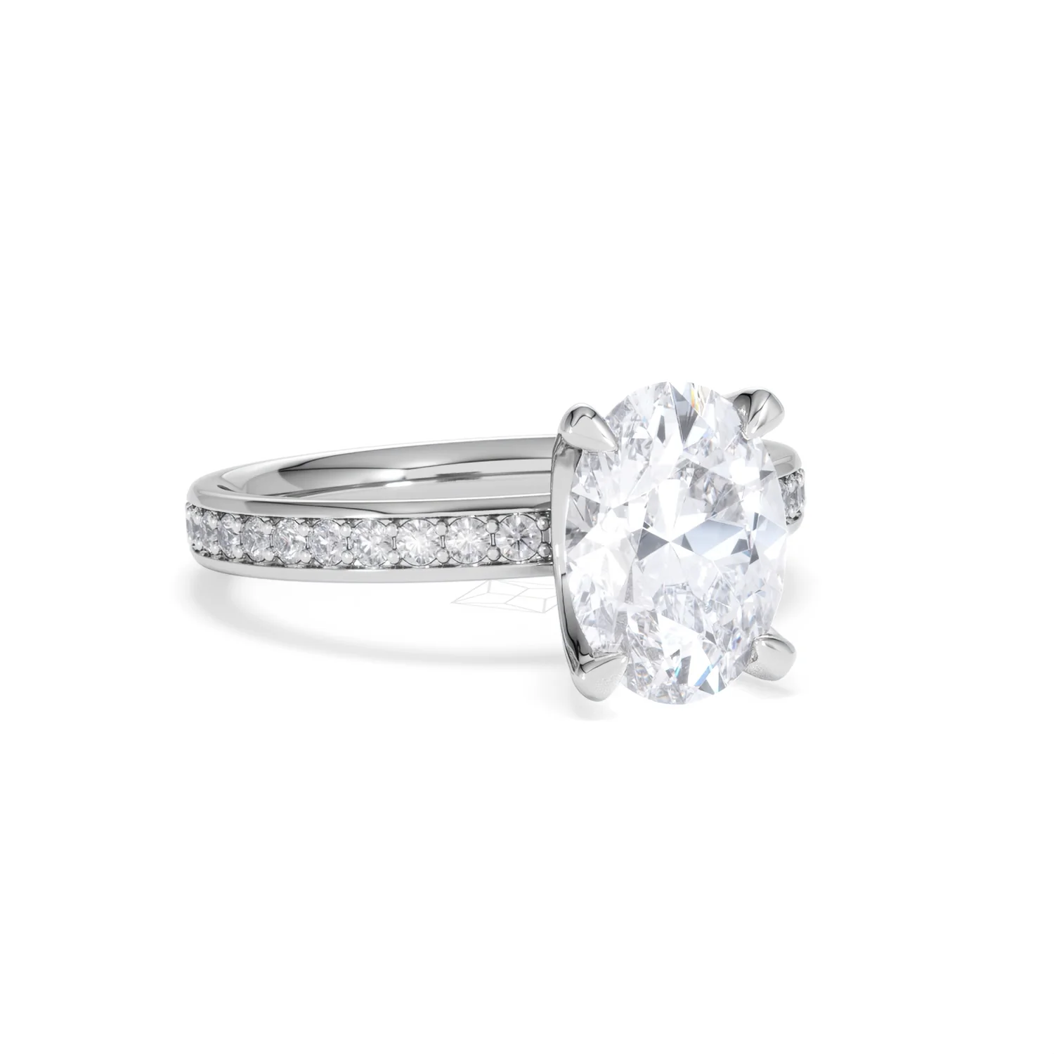 Origin 2.25ct Oval Cut Lab Diamond Solitaire Engagement Ring with Side Stones in 18K White Gold - Image 12