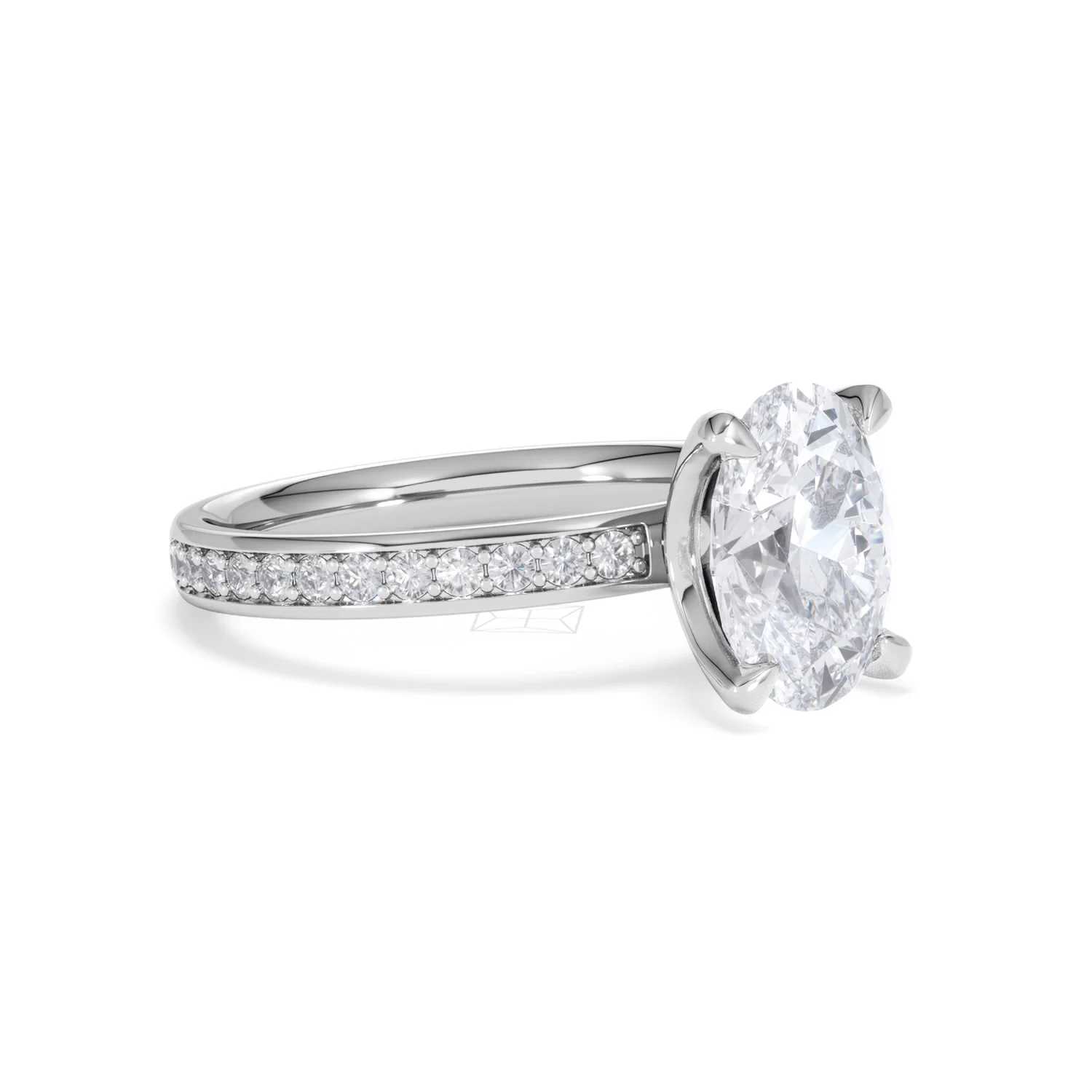 Origin 2.25ct Oval Cut Lab Diamond Solitaire Engagement Ring with Side Stones in 18K White Gold - Image 16