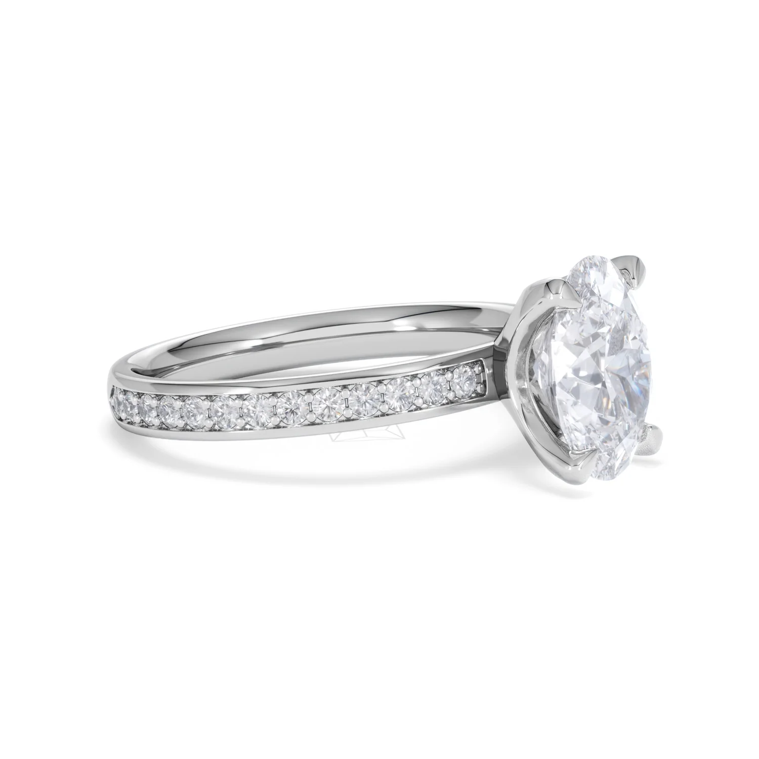 Origin 2.25ct Oval Cut Lab Diamond Solitaire Engagement Ring with Side Stones in 18K White Gold - Image 19
