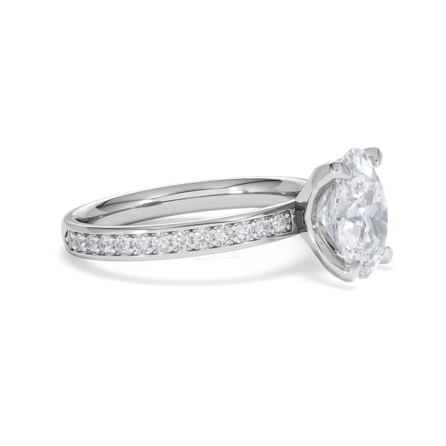 Origin 2.25ct Oval Cut Lab Diamond Solitaire Engagement Ring with Side Stones in 18K White Gold - Image 20