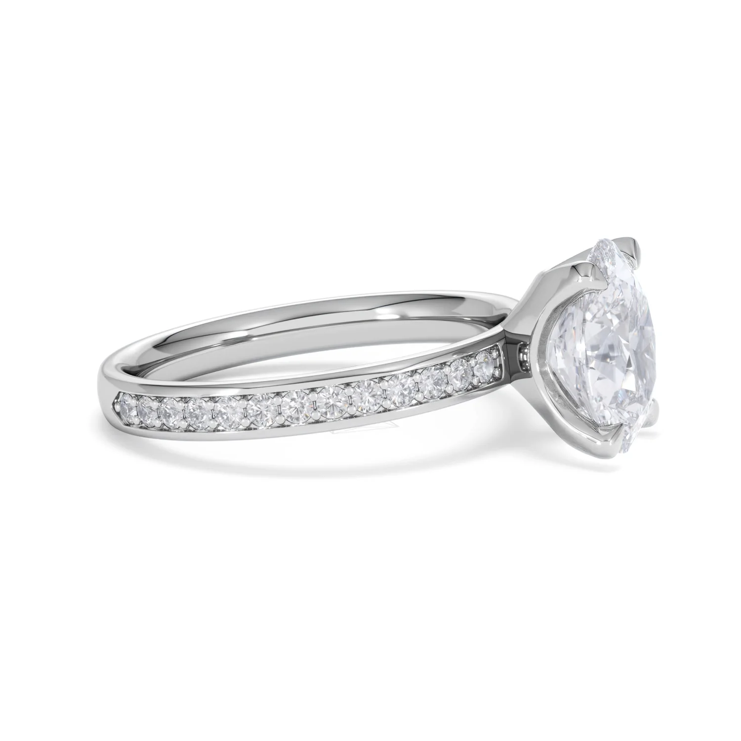 Origin 2.25ct Oval Cut Lab Diamond Solitaire Engagement Ring with Side Stones in 18K White Gold - Image 22
