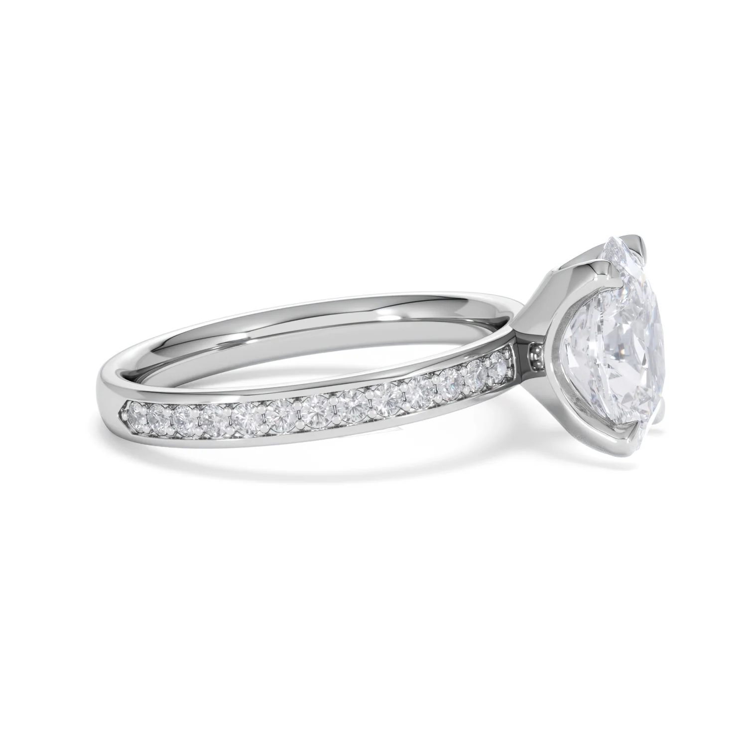 Origin 2.25ct Oval Cut Lab Diamond Solitaire Engagement Ring with Side Stones in 18K White Gold - Image 23