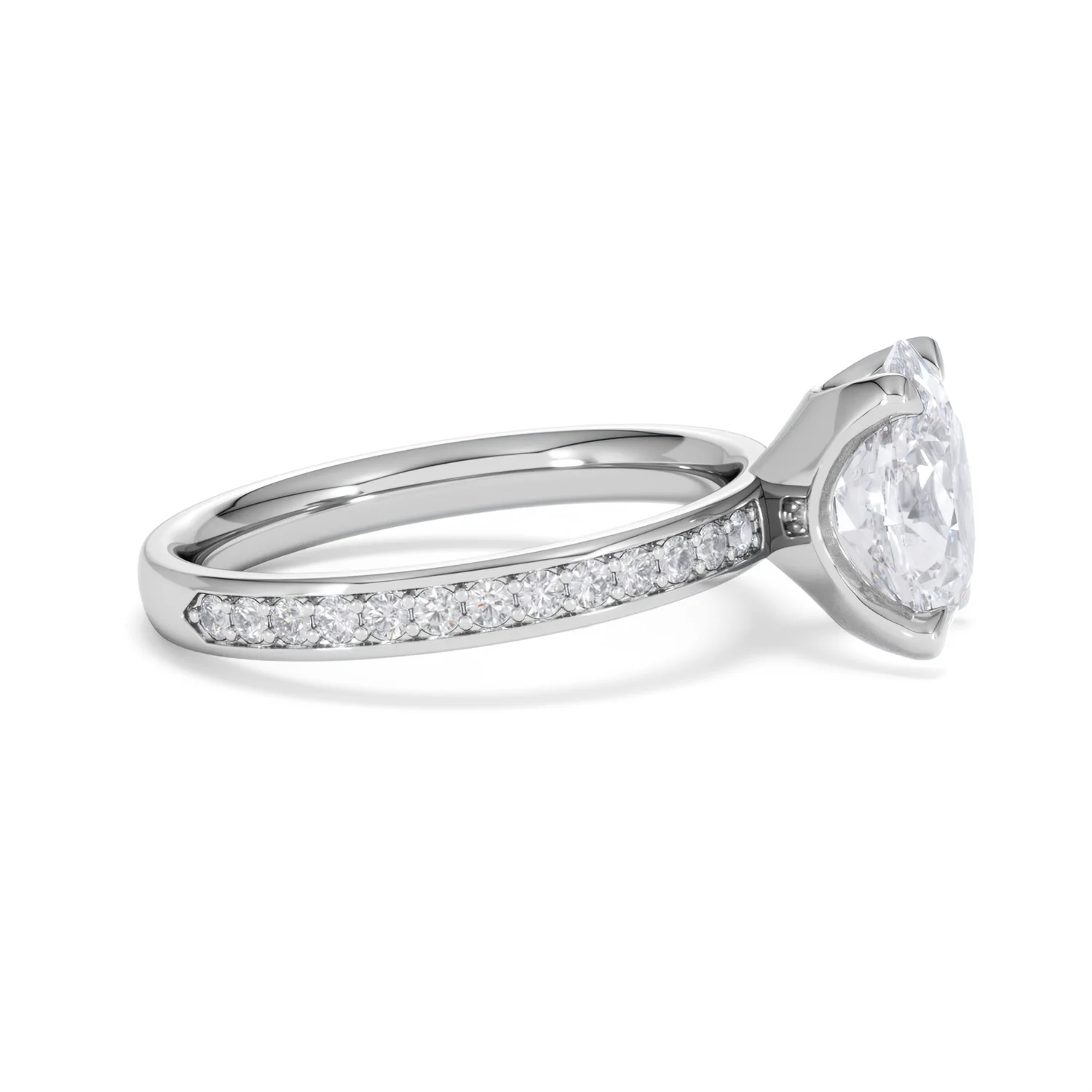 Origin 2.25ct Oval Cut Lab Diamond Solitaire Engagement Ring with Side Stones in 18K White Gold - Image 24