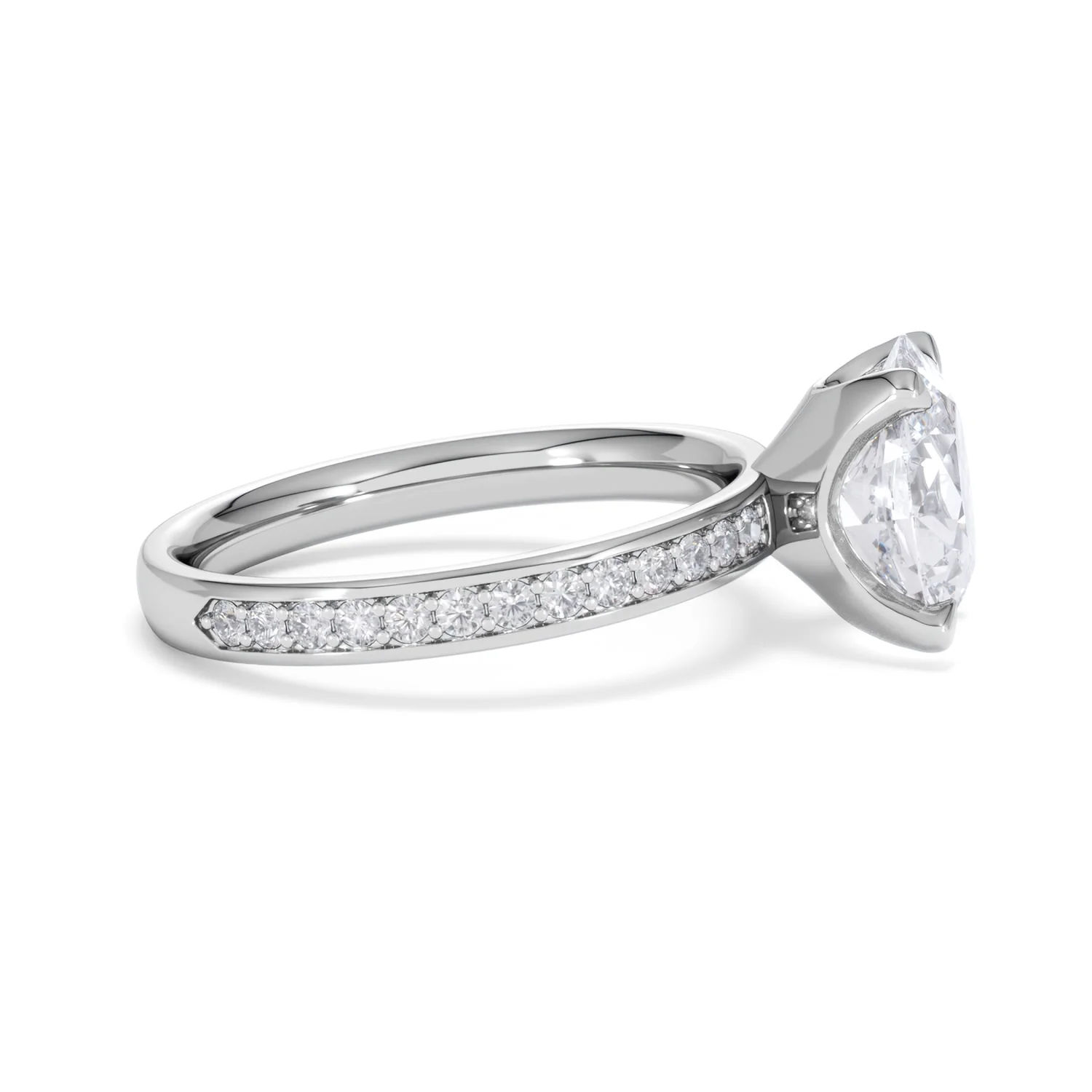 Origin 2.25ct Oval Cut Lab Diamond Solitaire Engagement Ring with Side Stones in 18K White Gold - Image 25