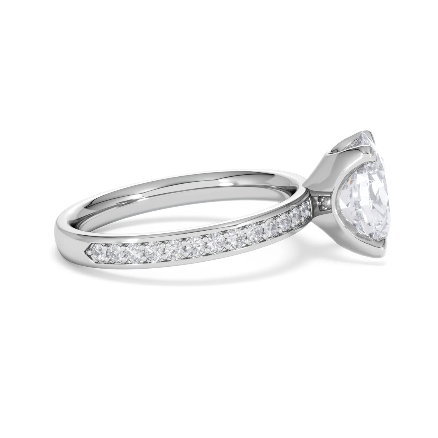 Origin 2.25ct Oval Cut Lab Diamond Solitaire Engagement Ring with Side Stones in 18K White Gold - Image 26
