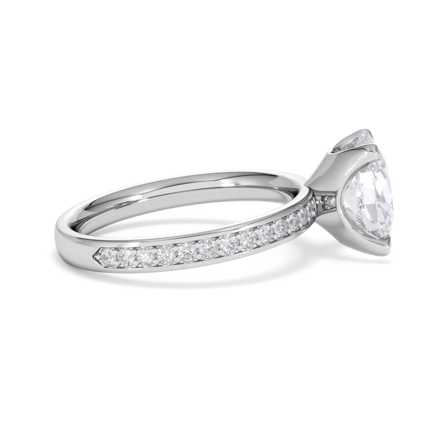 Origin 2.25ct Oval Cut Lab Diamond Solitaire Engagement Ring with Side Stones in 18K White Gold - Image 27