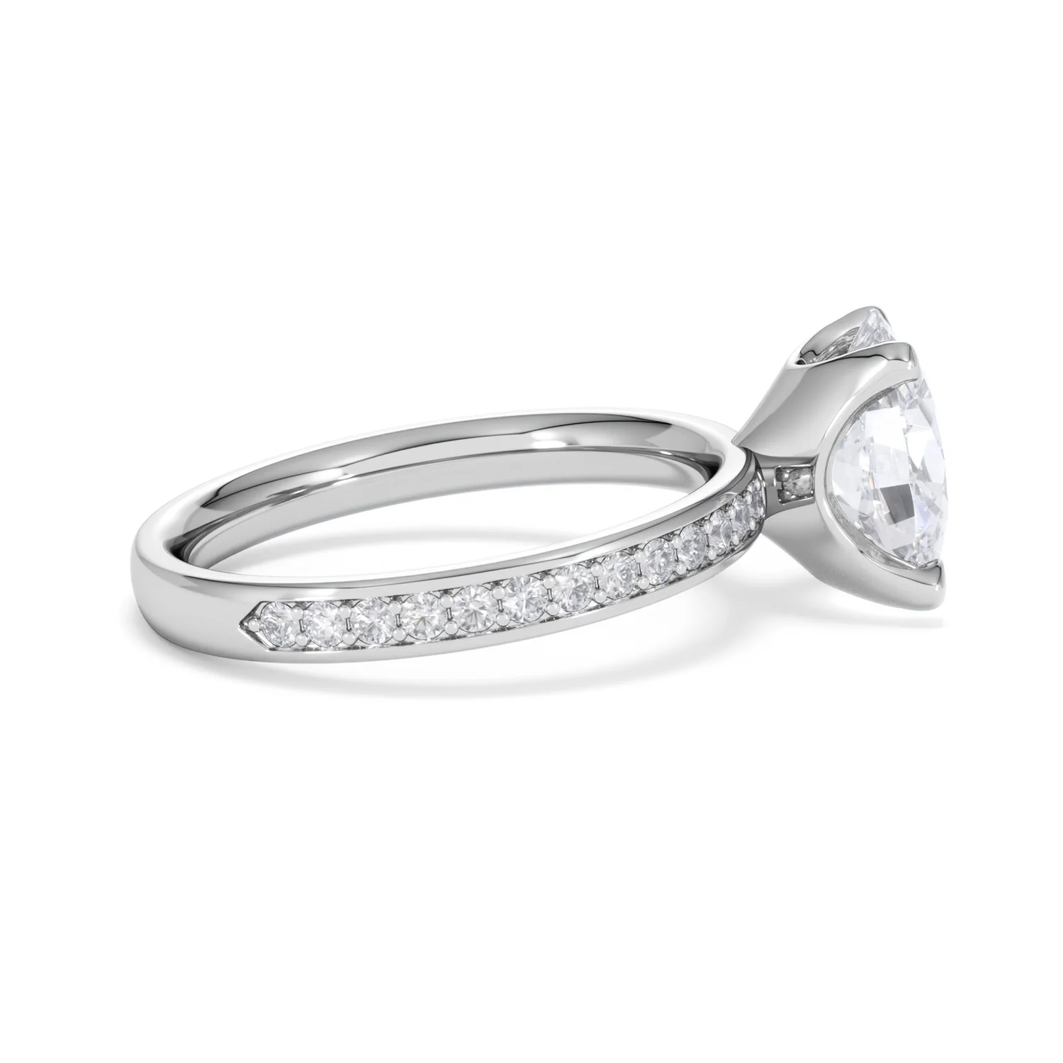 Origin 2.25ct Oval Cut Lab Diamond Solitaire Engagement Ring with Side Stones in 18K White Gold - Image 28