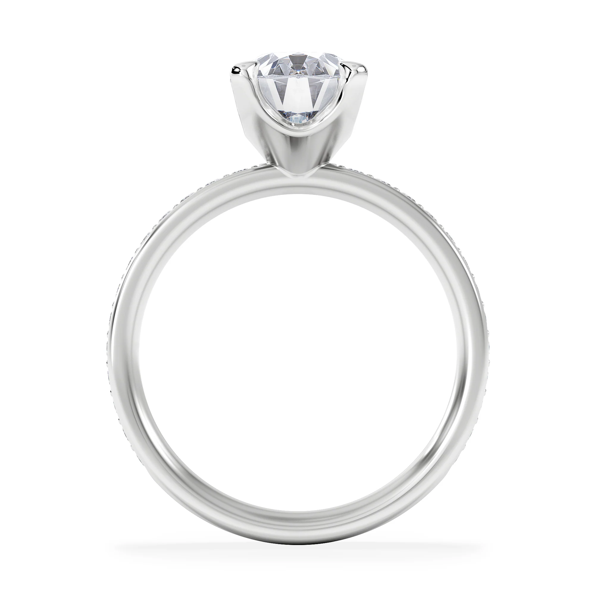 Origin 2.25ct Oval Cut Lab Diamond Solitaire Engagement Ring with Side Stones in 18K White Gold - Image 3