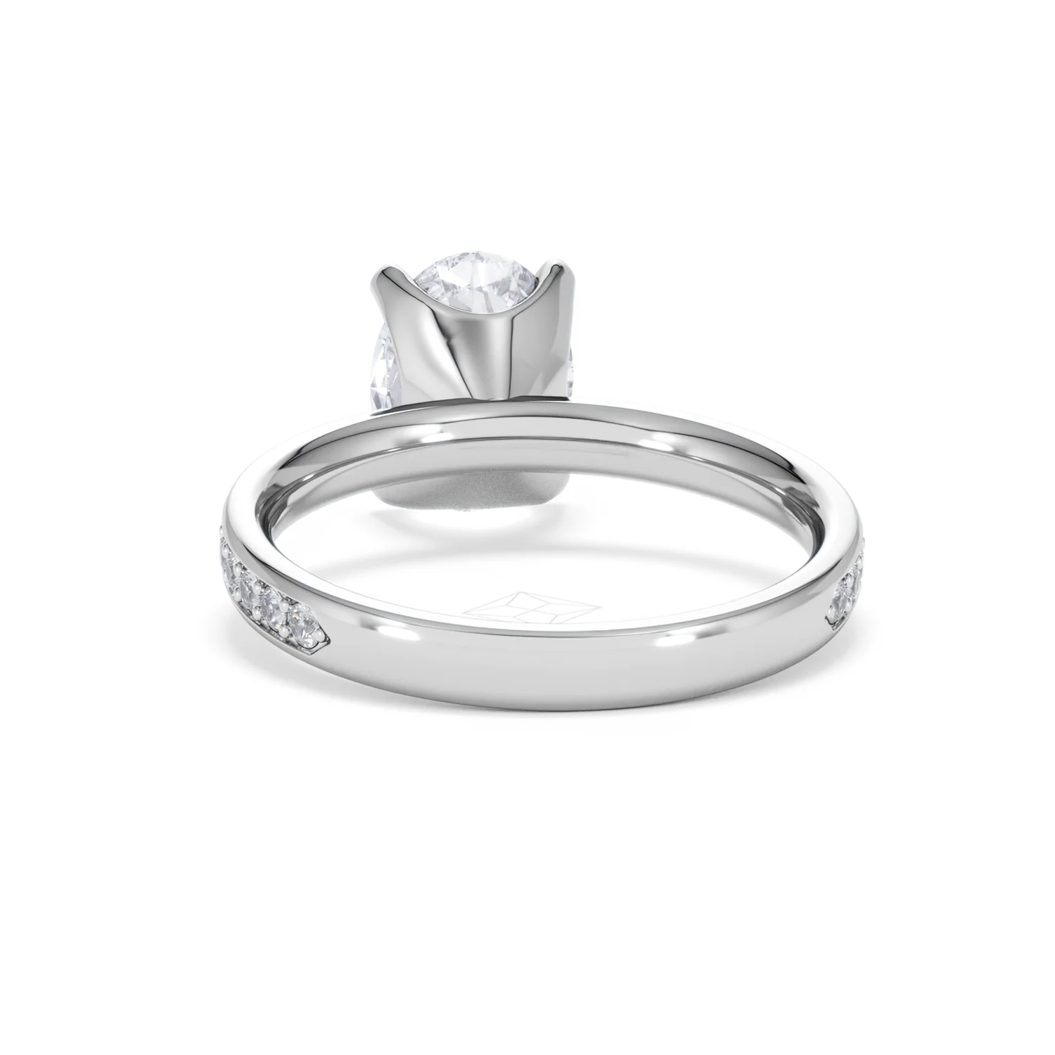 Origin 2.25ct Oval Cut Lab Diamond Solitaire Engagement Ring with Side Stones in 18K White Gold - Image 49