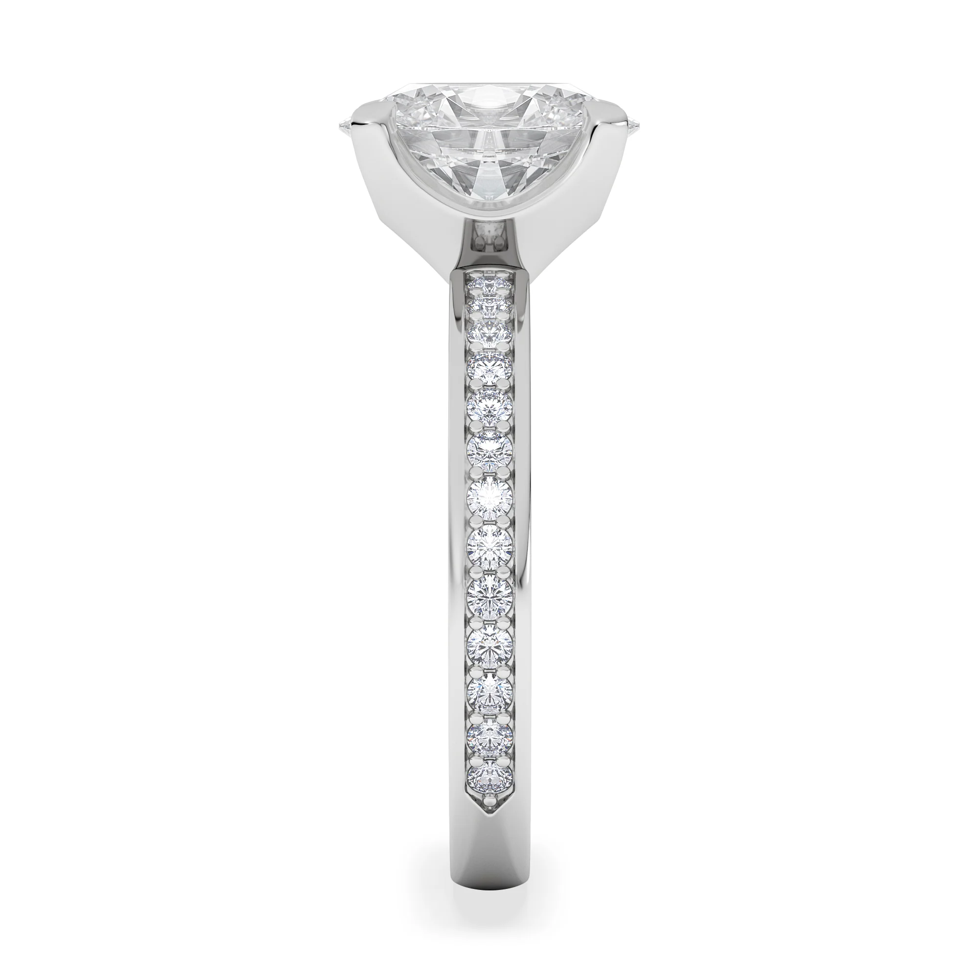 Origin 2.25ct Oval Cut Lab Diamond Solitaire Engagement Ring with Side Stones in 18K White Gold - Image 5