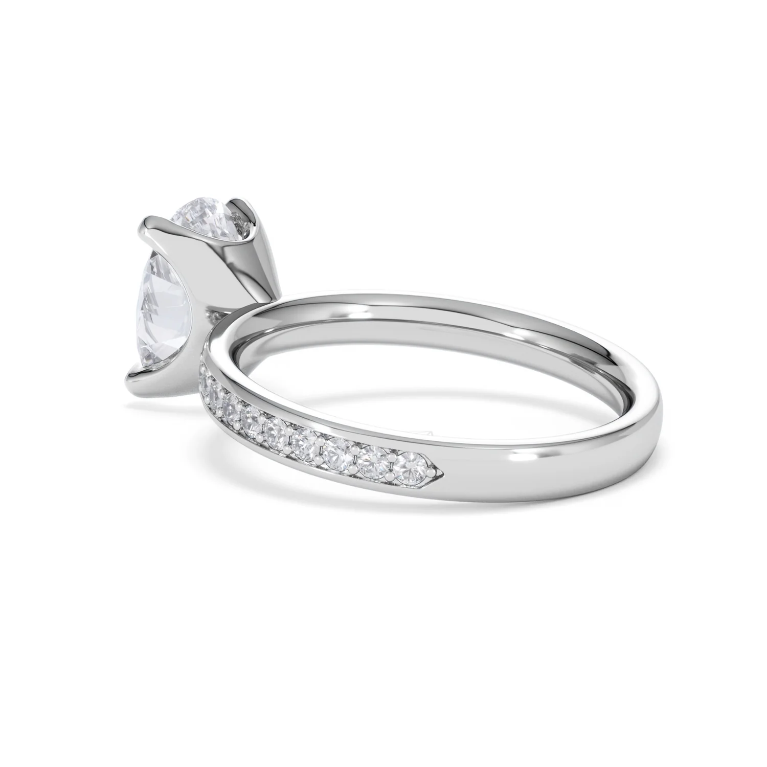 Origin 2.25ct Oval Cut Lab Diamond Solitaire Engagement Ring with Side Stones in 18K White Gold - Image 58