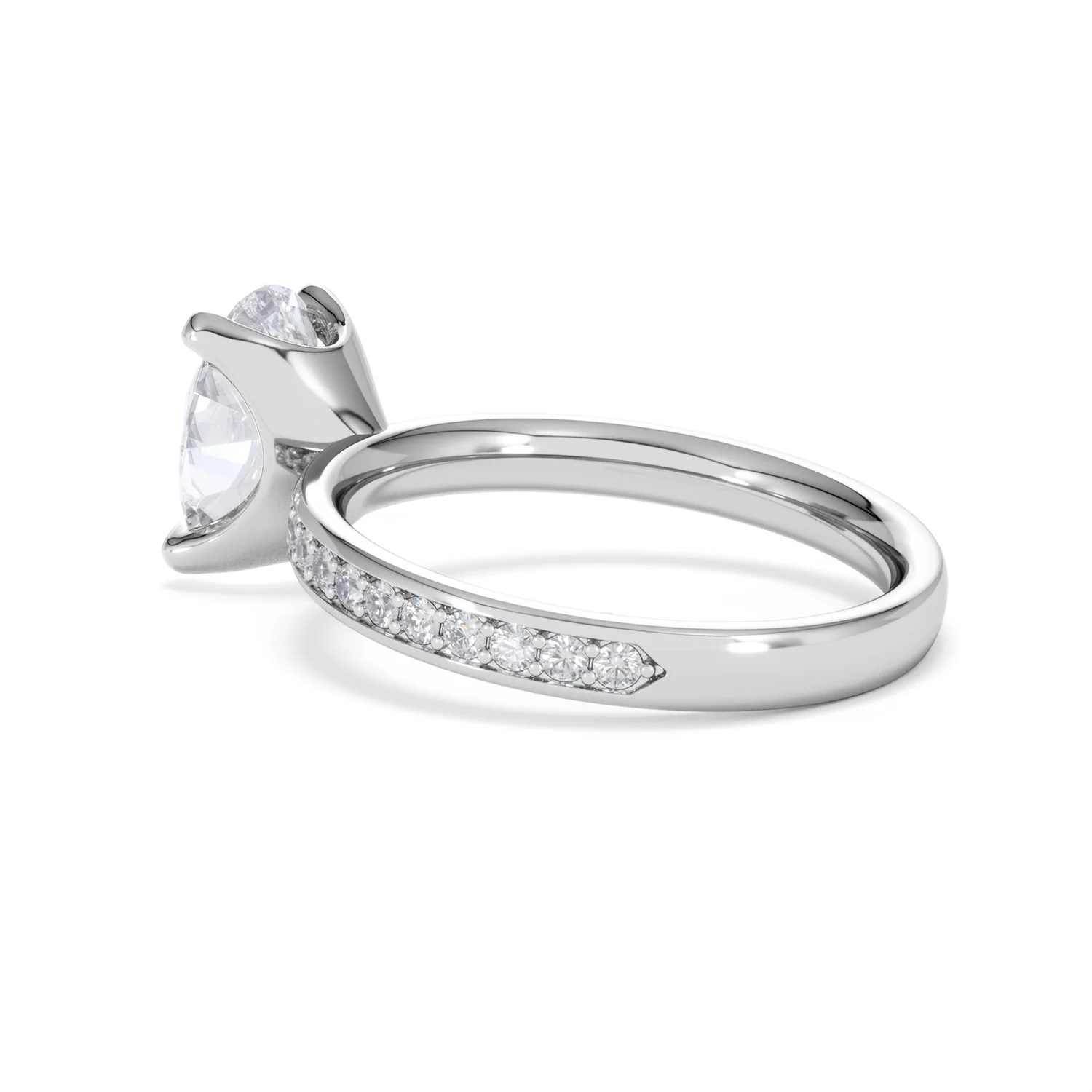 Origin 2.25ct Oval Cut Lab Diamond Solitaire Engagement Ring with Side Stones in 18K White Gold - Image 59