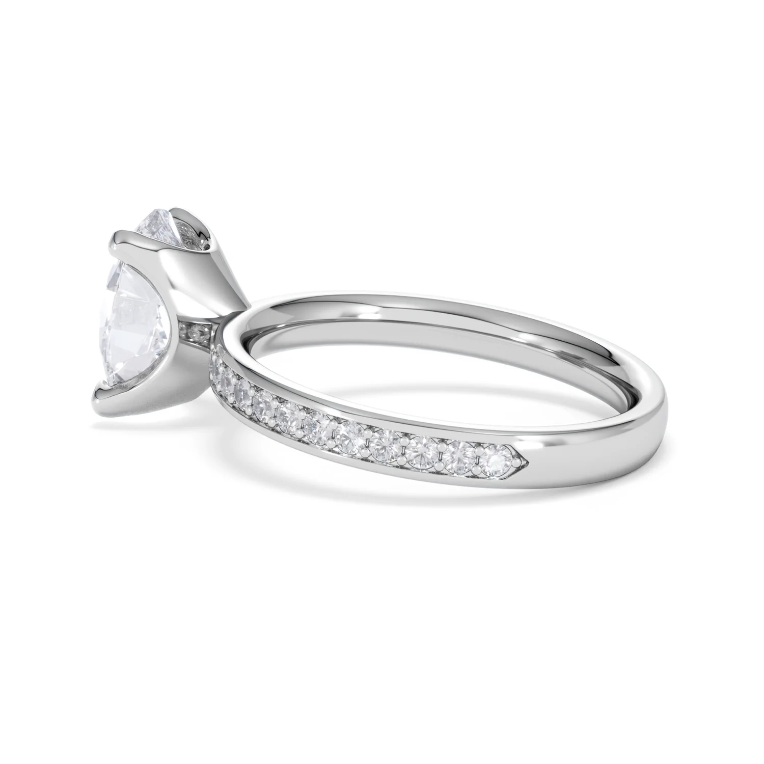 Origin 2.25ct Oval Cut Lab Diamond Solitaire Engagement Ring with Side Stones in 18K White Gold - Image 62