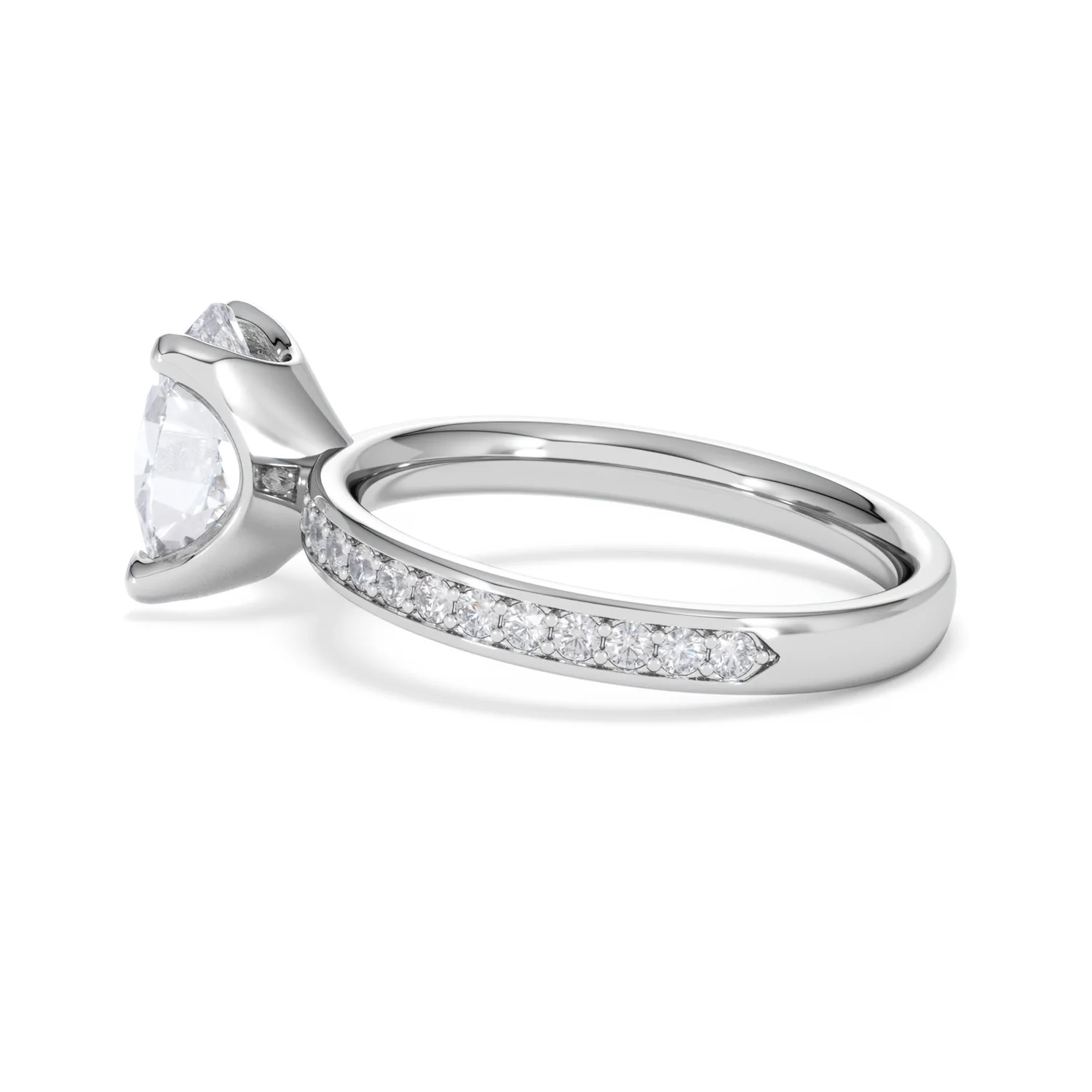 Origin 2.25ct Oval Cut Lab Diamond Solitaire Engagement Ring with Side Stones in 18K White Gold - Image 63