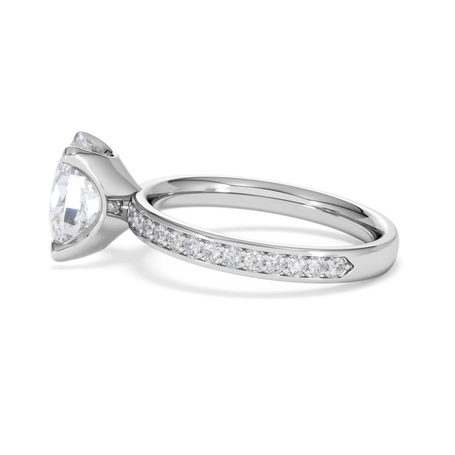Origin 2.25ct Oval Cut Lab Diamond Solitaire Engagement Ring with Side Stones in 18K White Gold - Image 66