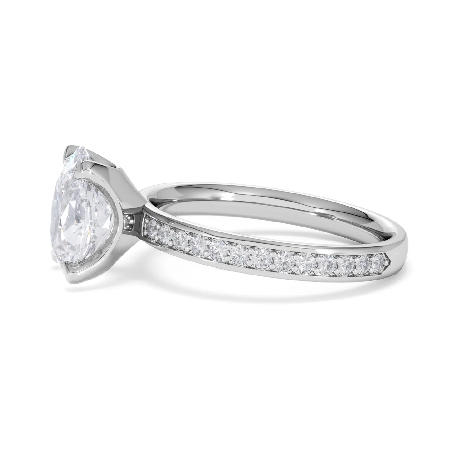 Origin 2.25ct Oval Cut Lab Diamond Solitaire Engagement Ring with Side Stones in 18K White Gold - Image 70