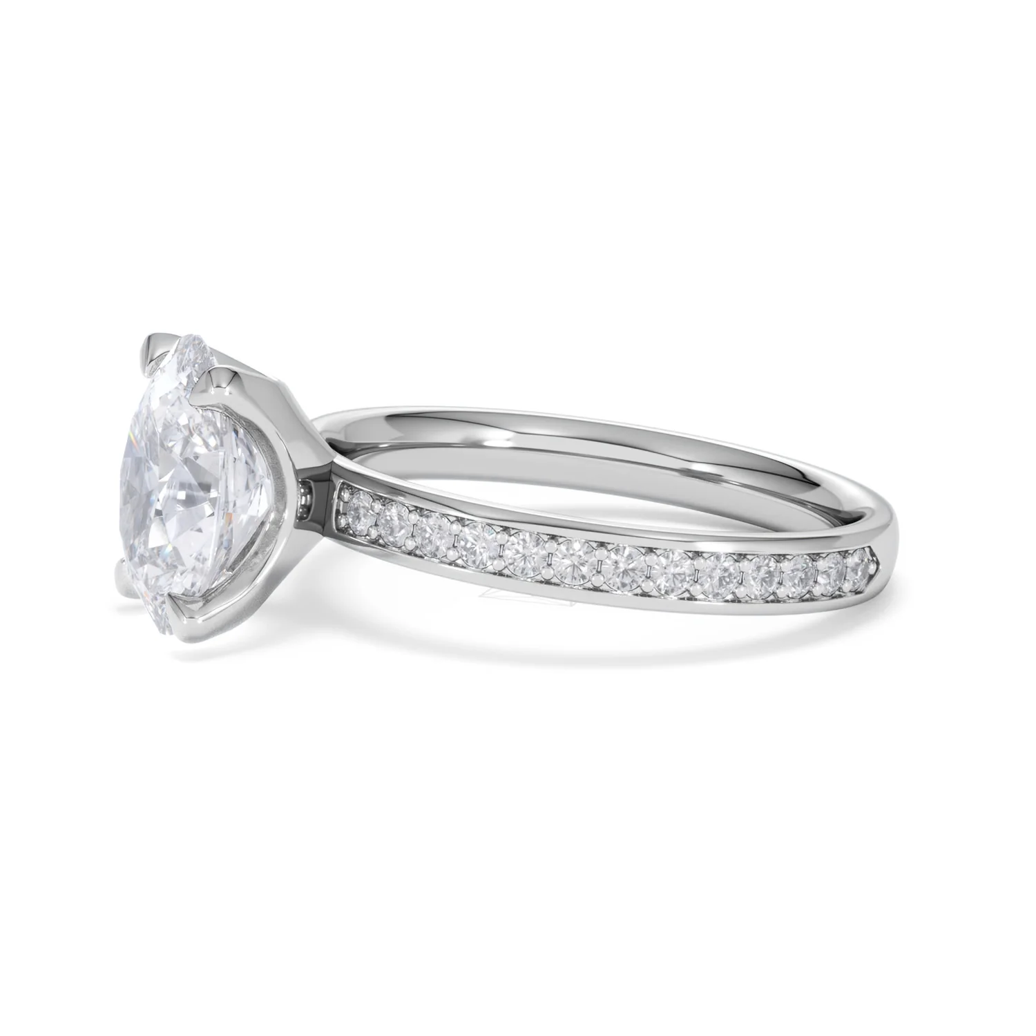 Origin 2.25ct Oval Cut Lab Diamond Solitaire Engagement Ring with Side Stones in 18K White Gold - Image 72