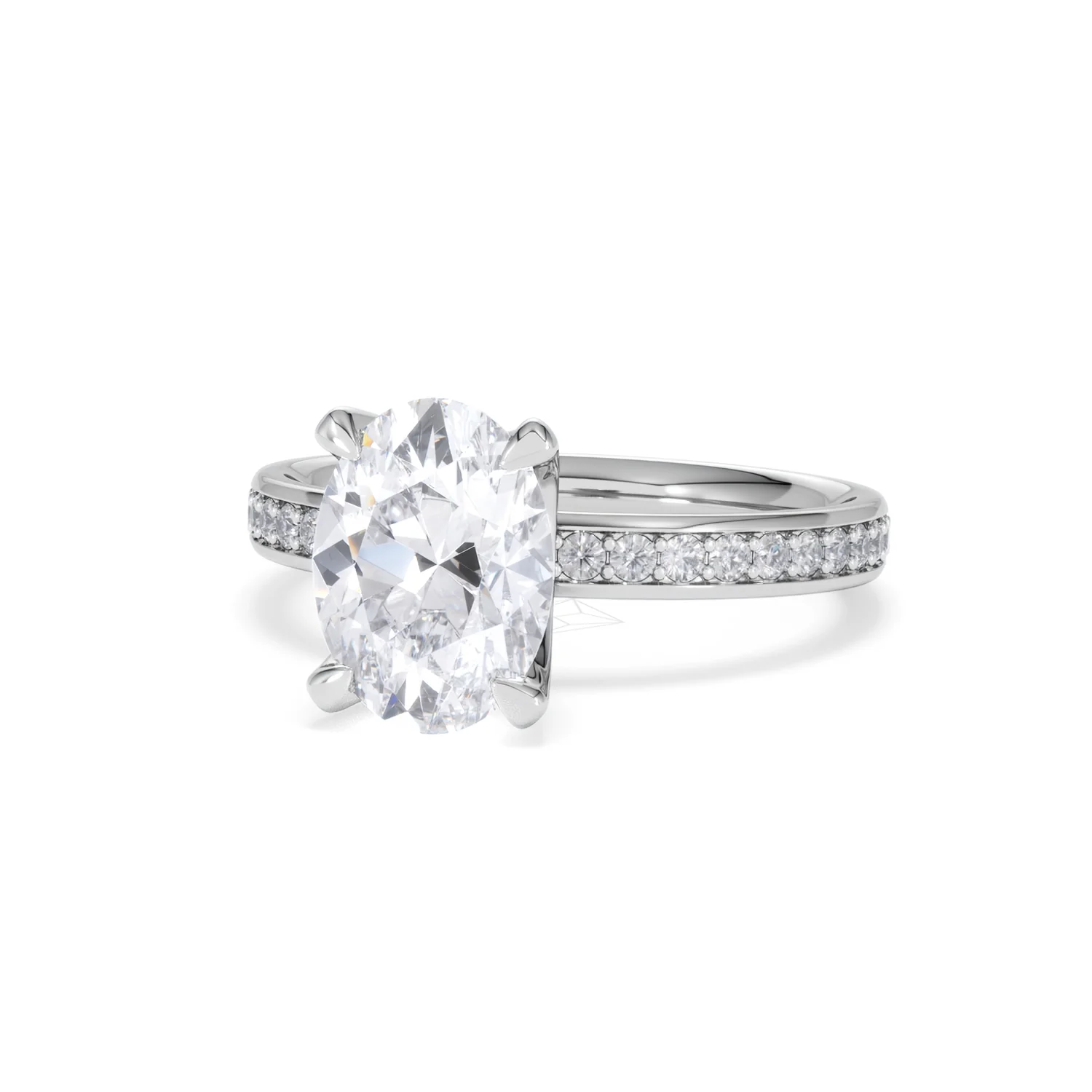 Origin 2.25ct Oval Cut Lab Diamond Solitaire Engagement Ring with Side Stones in 18K White Gold - Image 83