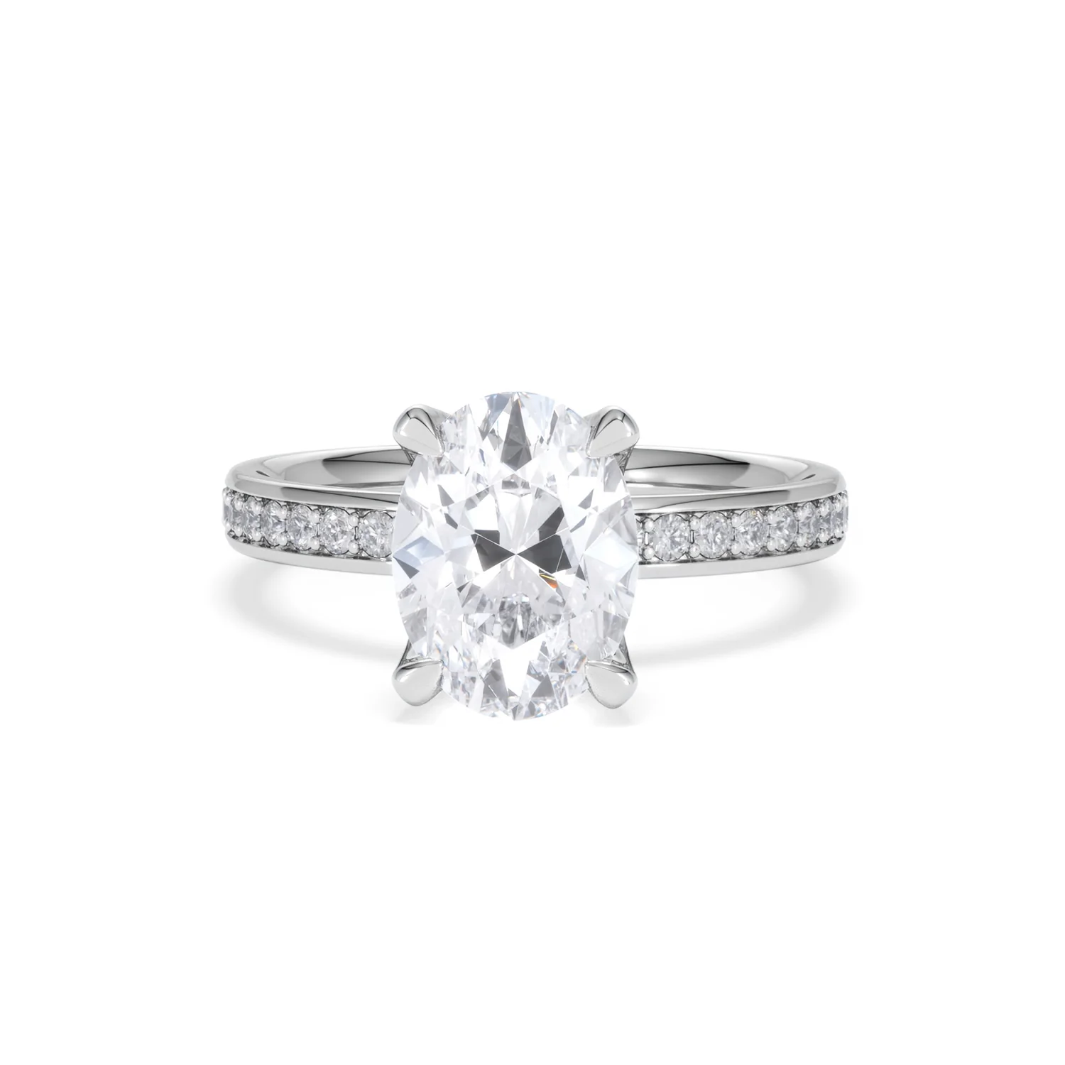 Origin 2.25ct Oval Cut Lab Diamond Solitaire Engagement Ring with Side Stones in 18K White Gold - Image 86