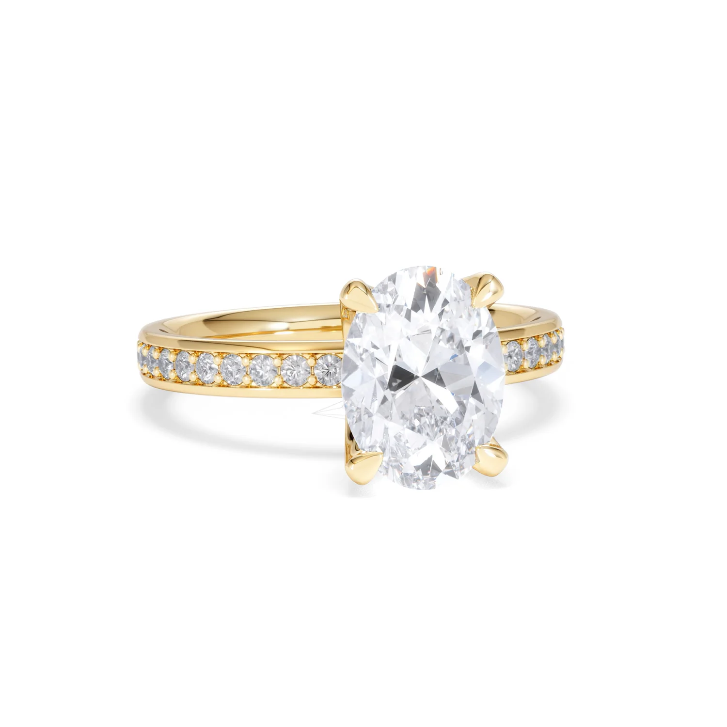 Origin 2.25ct Oval Cut Lab Diamond Solitaire Engagement Ring with Side Stones in 18K Yellow Gold - Image 10