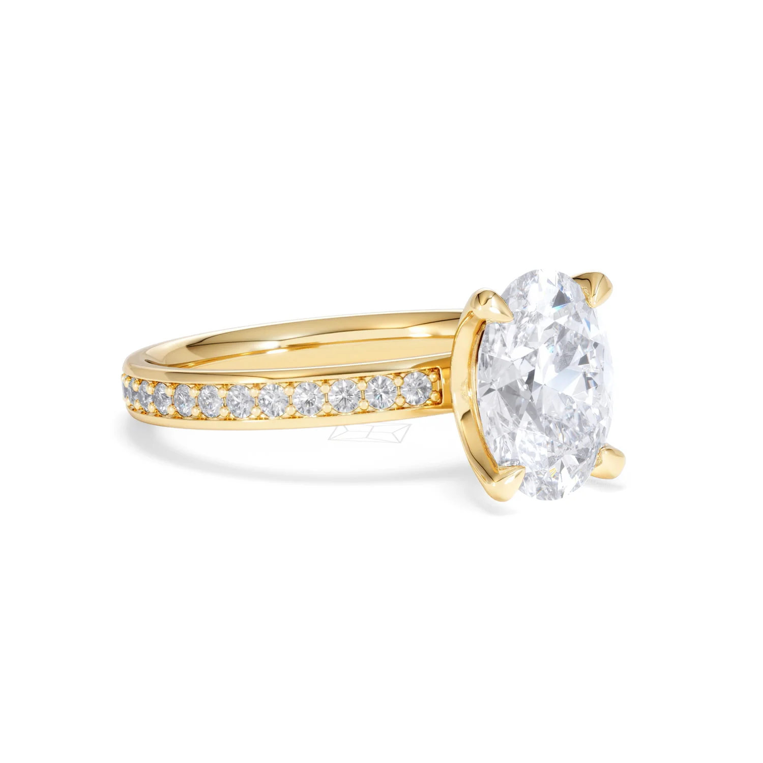 Origin 2.25ct Oval Cut Lab Diamond Solitaire Engagement Ring with Side Stones in 18K Yellow Gold - Image 15
