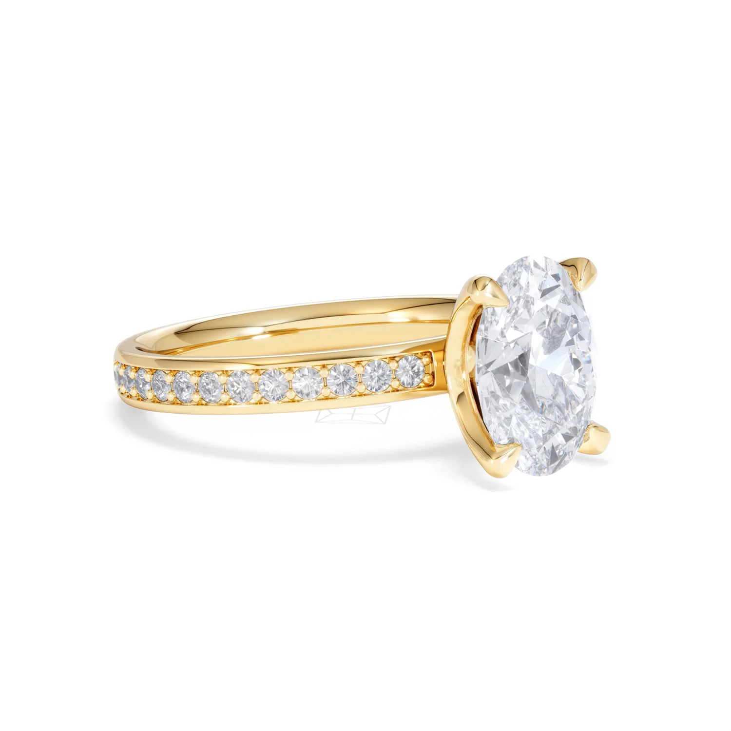 Origin 2.25ct Oval Cut Lab Diamond Solitaire Engagement Ring with Side Stones in 18K Yellow Gold - Image 16