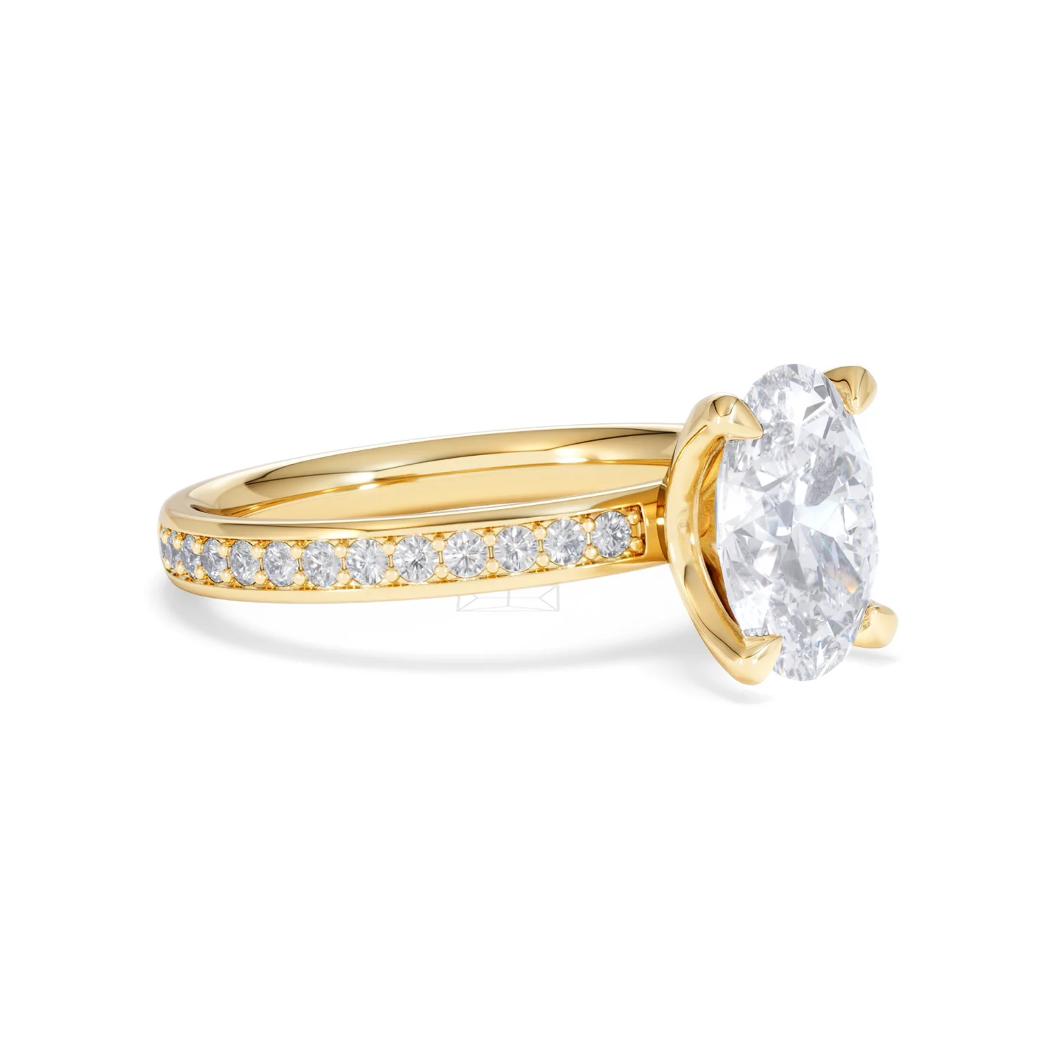 Origin 2.25ct Oval Cut Lab Diamond Solitaire Engagement Ring with Side Stones in 18K Yellow Gold - Image 17