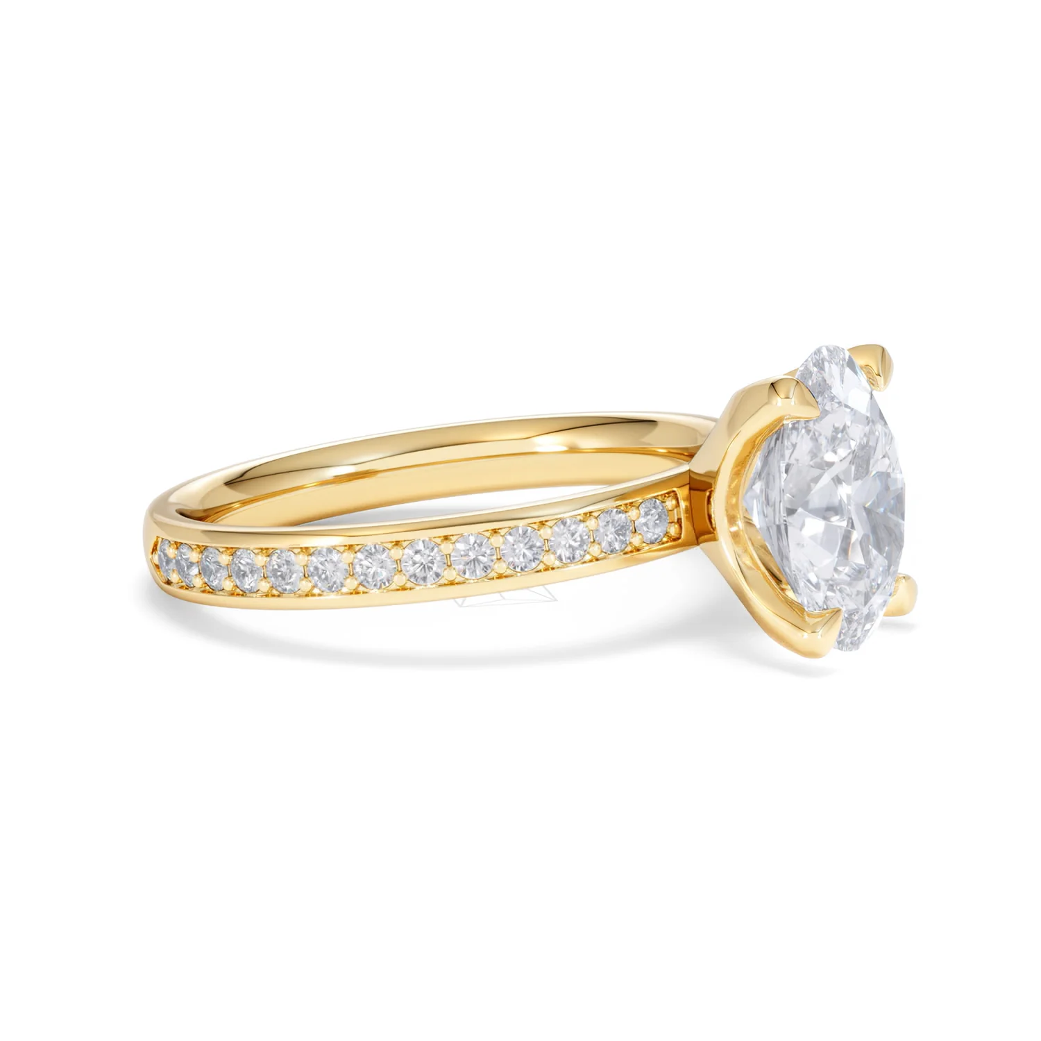 Origin 2.25ct Oval Cut Lab Diamond Solitaire Engagement Ring with Side Stones in 18K Yellow Gold - Image 20