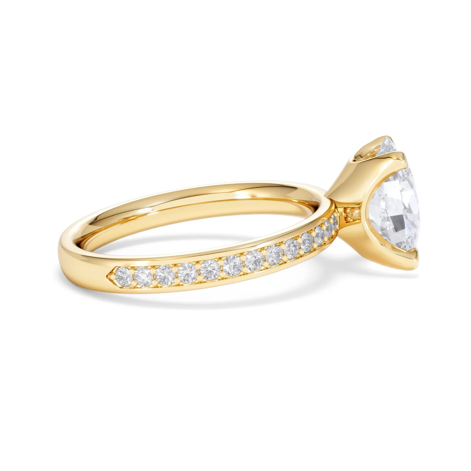 Origin 2.25ct Oval Cut Lab Diamond Solitaire Engagement Ring with Side Stones in 18K Yellow Gold - Image 28