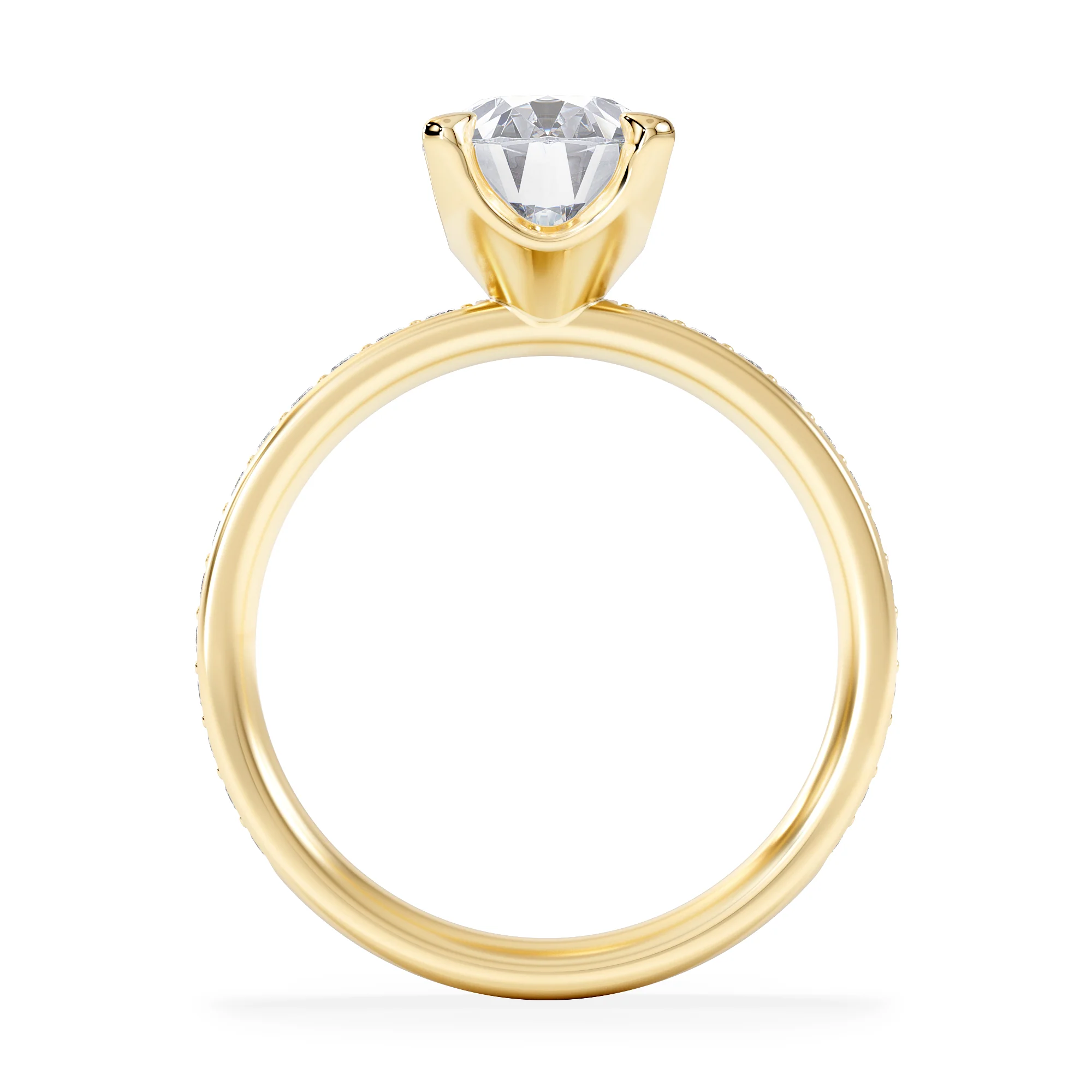 Origin 2.25ct Oval Cut Lab Diamond Solitaire Engagement Ring with Side Stones in 18K Yellow Gold - Image 3