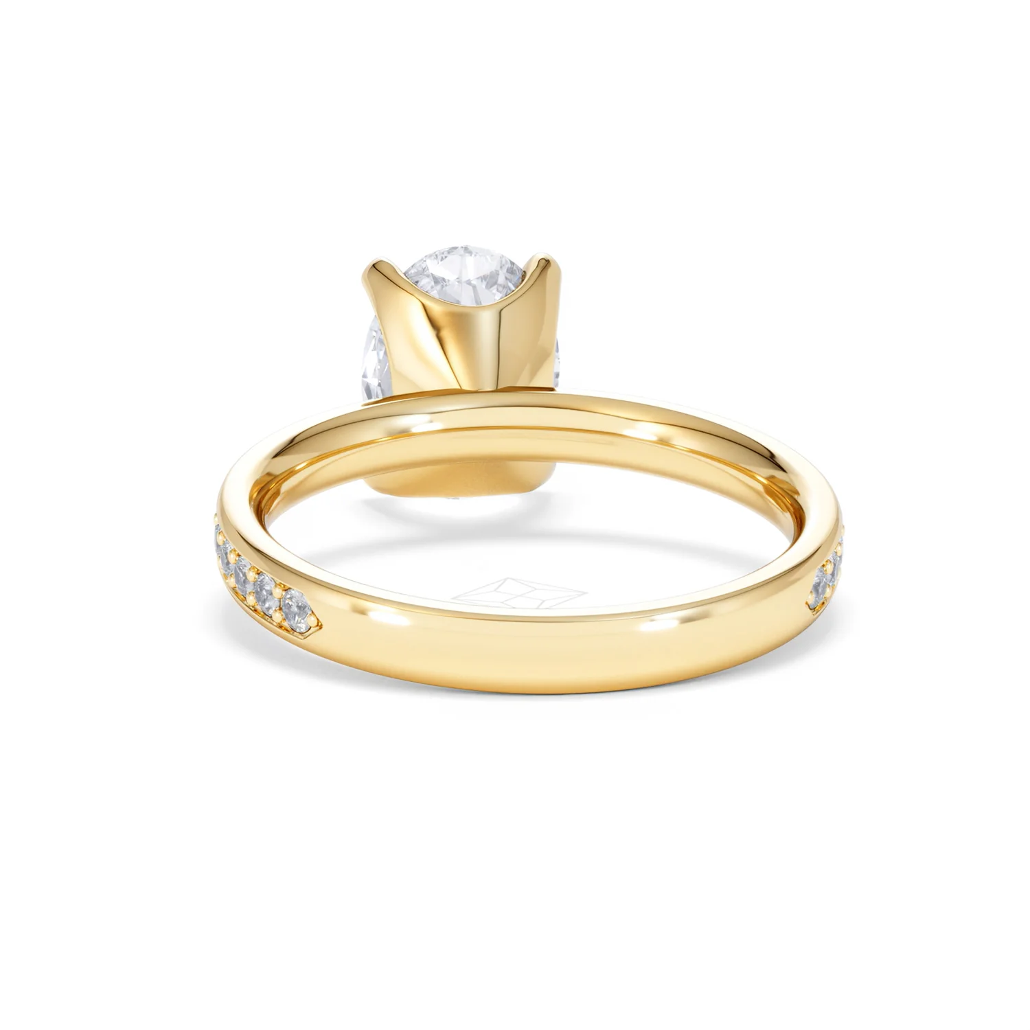 Origin 2.25ct Oval Cut Lab Diamond Solitaire Engagement Ring with Side Stones in 18K Yellow Gold - Image 49