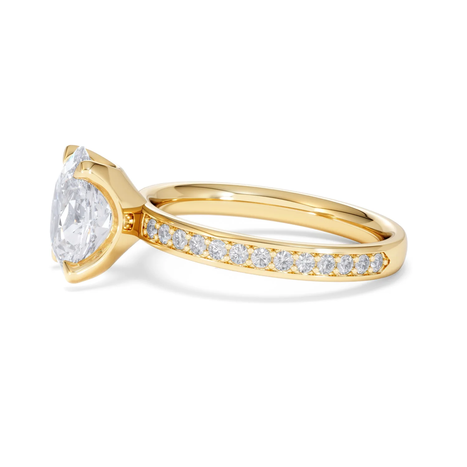 Origin 2.25ct Oval Cut Lab Diamond Solitaire Engagement Ring with Side Stones in 18K Yellow Gold - Image 70