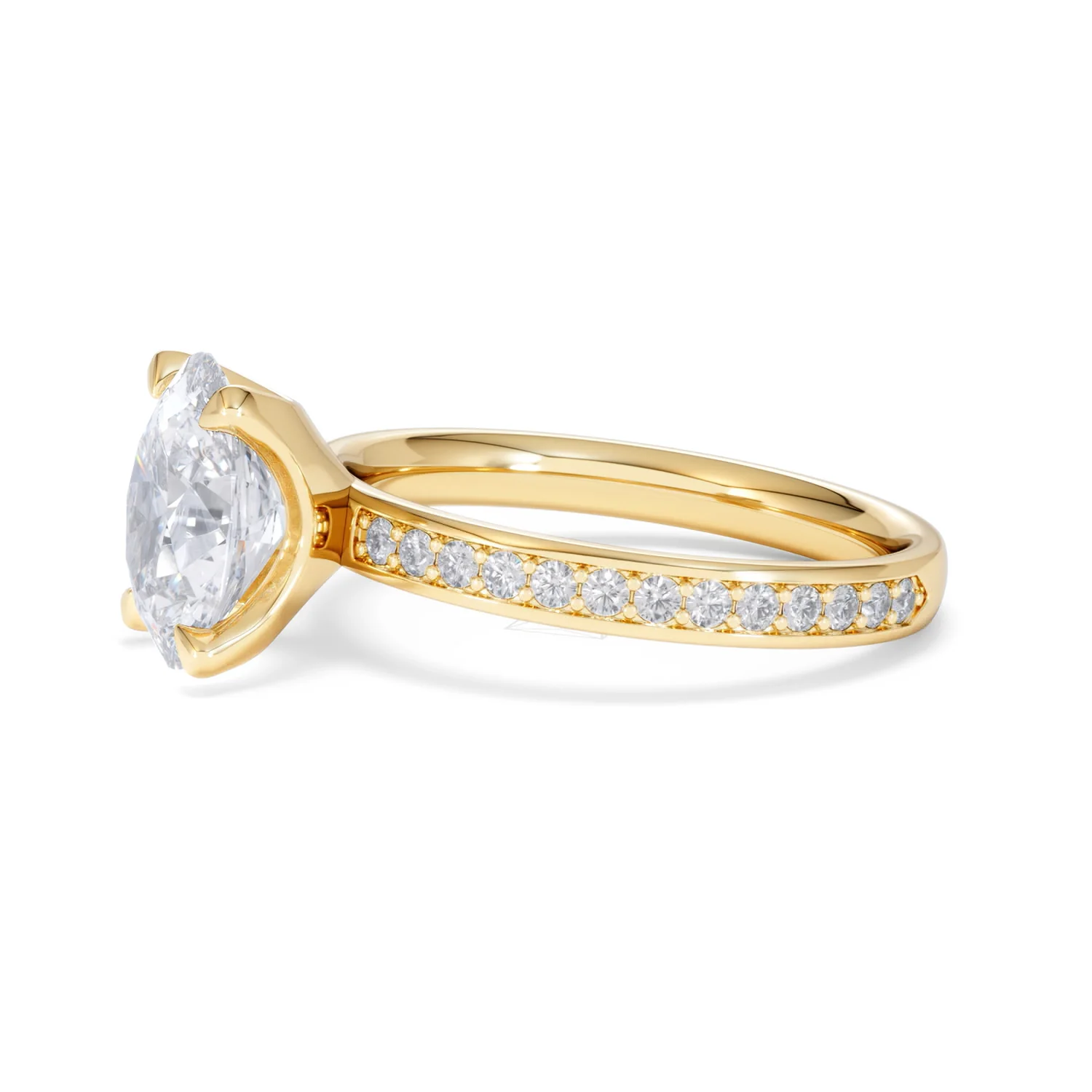 Origin 2.25ct Oval Cut Lab Diamond Solitaire Engagement Ring with Side Stones in 18K Yellow Gold - Image 72