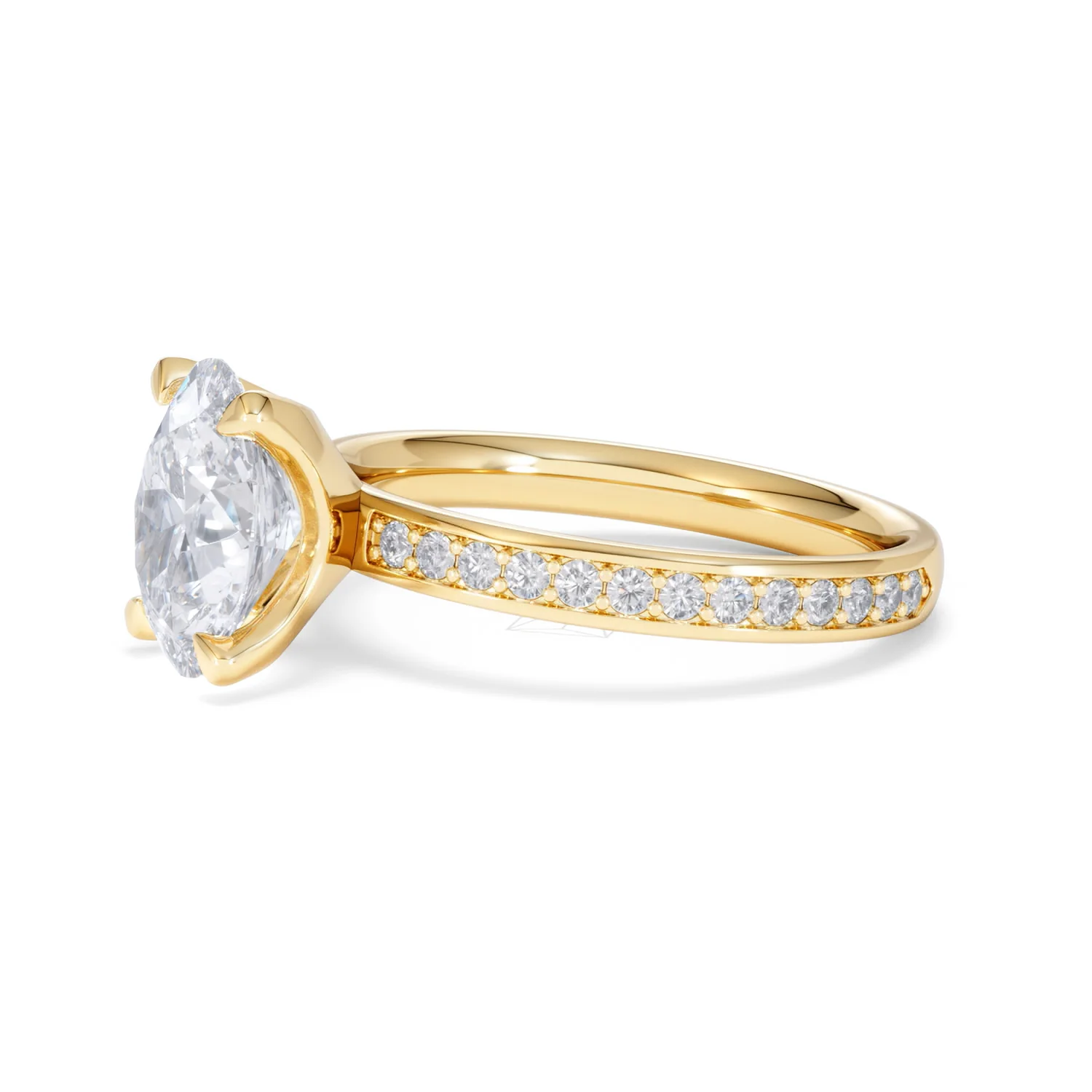 Origin 2.25ct Oval Cut Lab Diamond Solitaire Engagement Ring with Side Stones in 18K Yellow Gold - Image 73