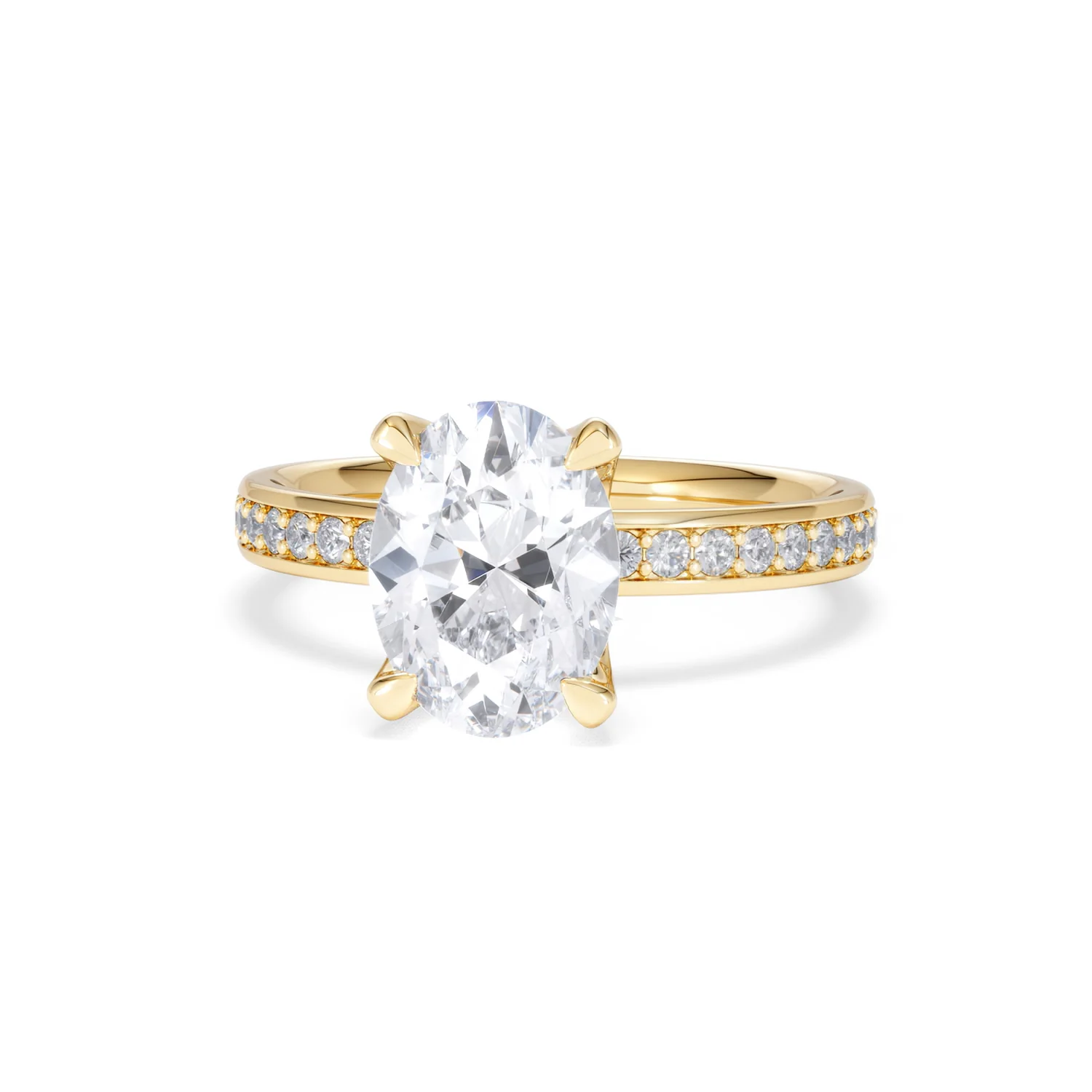 Origin 2.25ct Oval Cut Lab Diamond Solitaire Engagement Ring with Side Stones in 18K Yellow Gold - Image 85