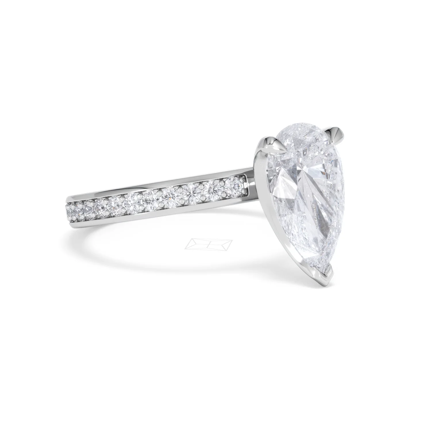 Origin 2.25ct Pear Cut Lab Diamond Solitaire Engagement Ring with Side Stones in 18K White Gold - Image 15