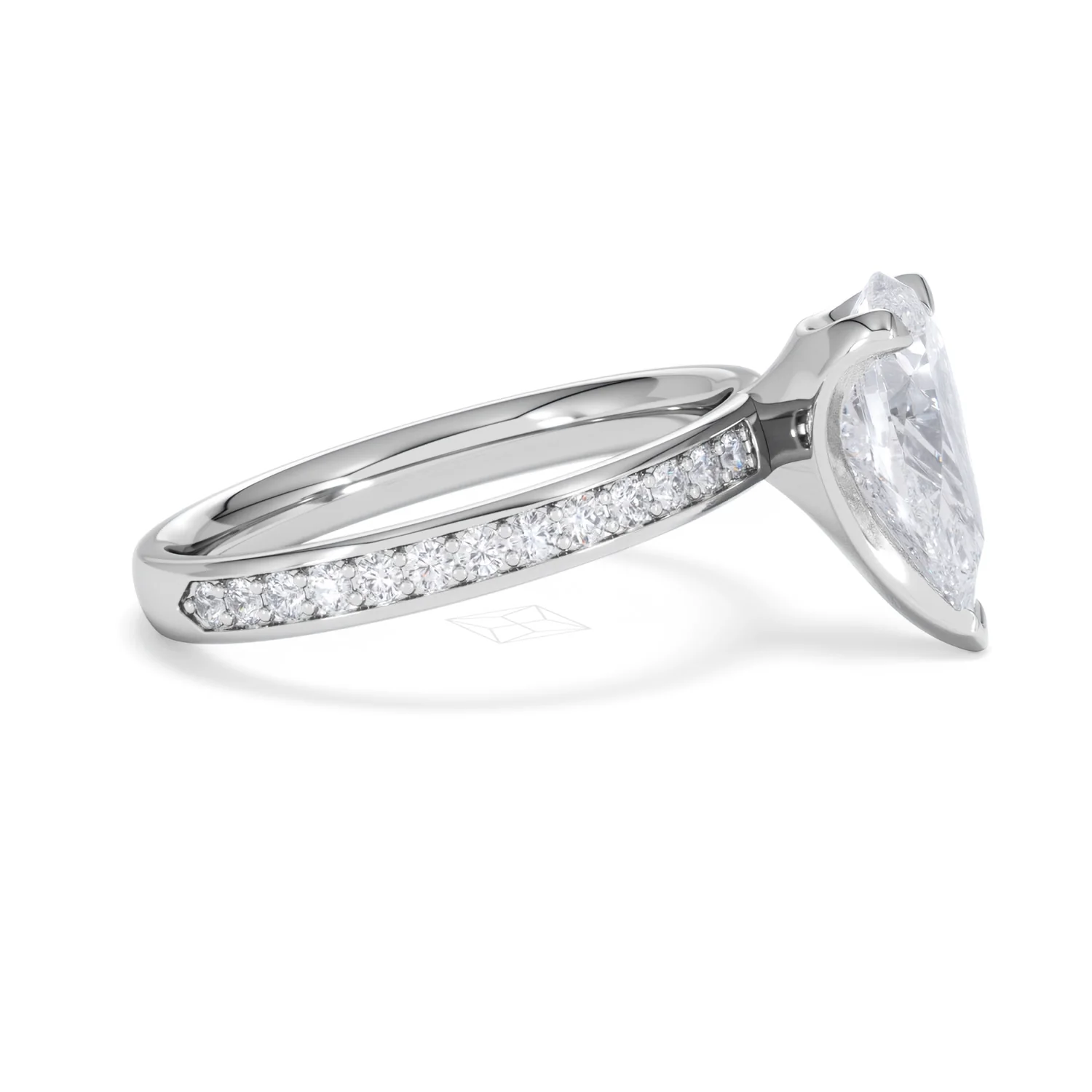 Origin 2.25ct Pear Cut Lab Diamond Solitaire Engagement Ring with Side Stones in 18K White Gold - Image 24