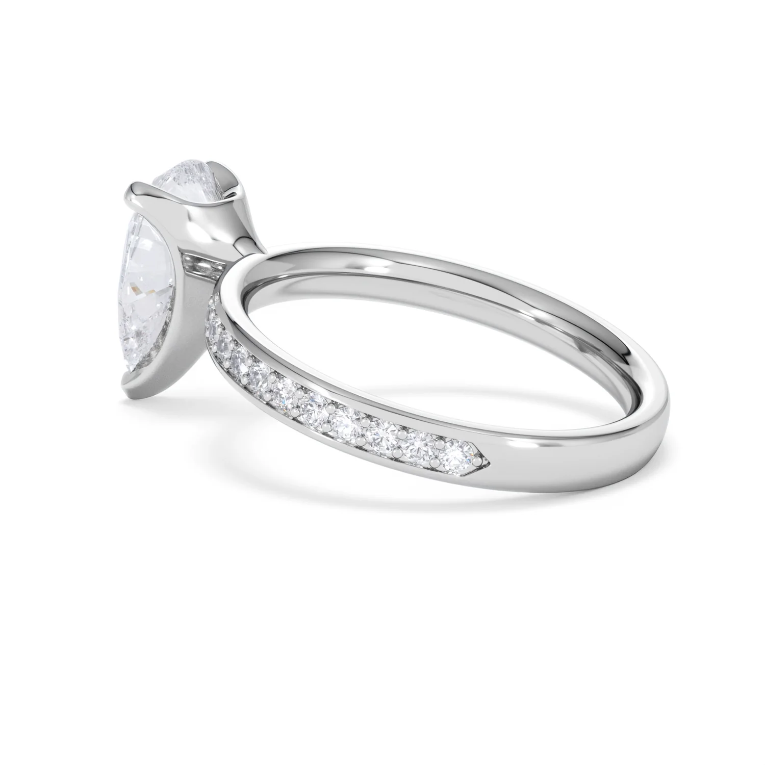 Origin 2.25ct Pear Cut Lab Diamond Solitaire Engagement Ring with Side Stones in 18K White Gold - Image 60