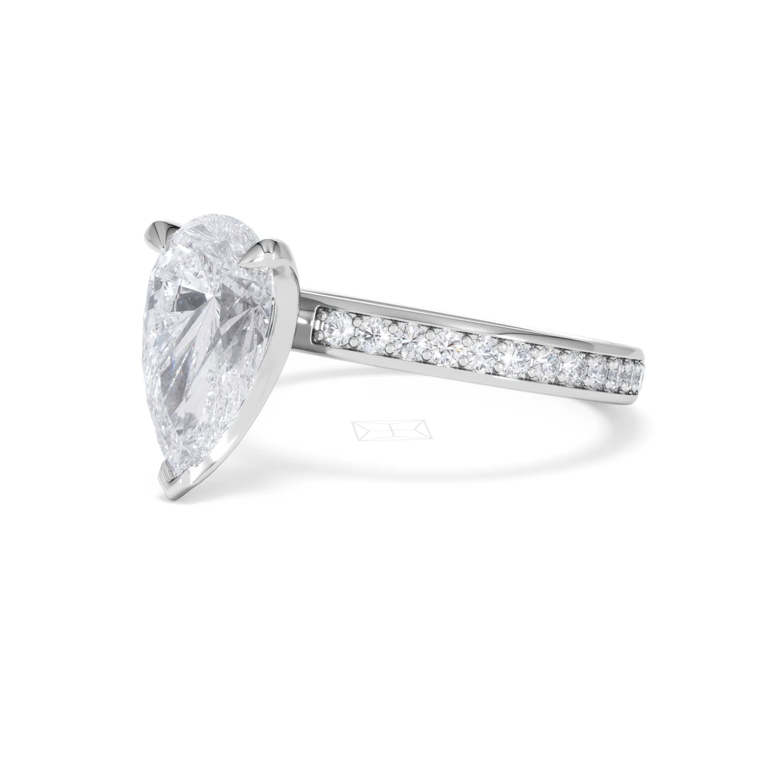 Origin 2.25ct Pear Cut Lab Diamond Solitaire Engagement Ring with Side Stones in 18K White Gold - Image 78