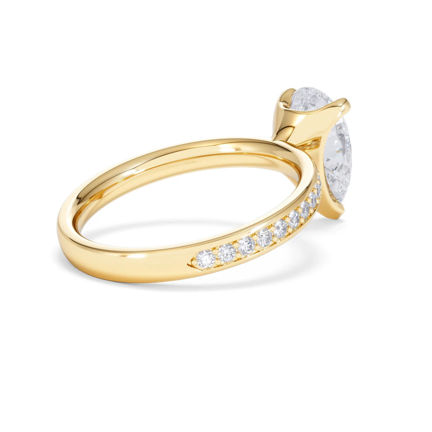 Origin 2.25ct Pear Cut Lab Diamond Solitaire Engagement Ring with Side Stones in 18K Yellow Gold - Image 36