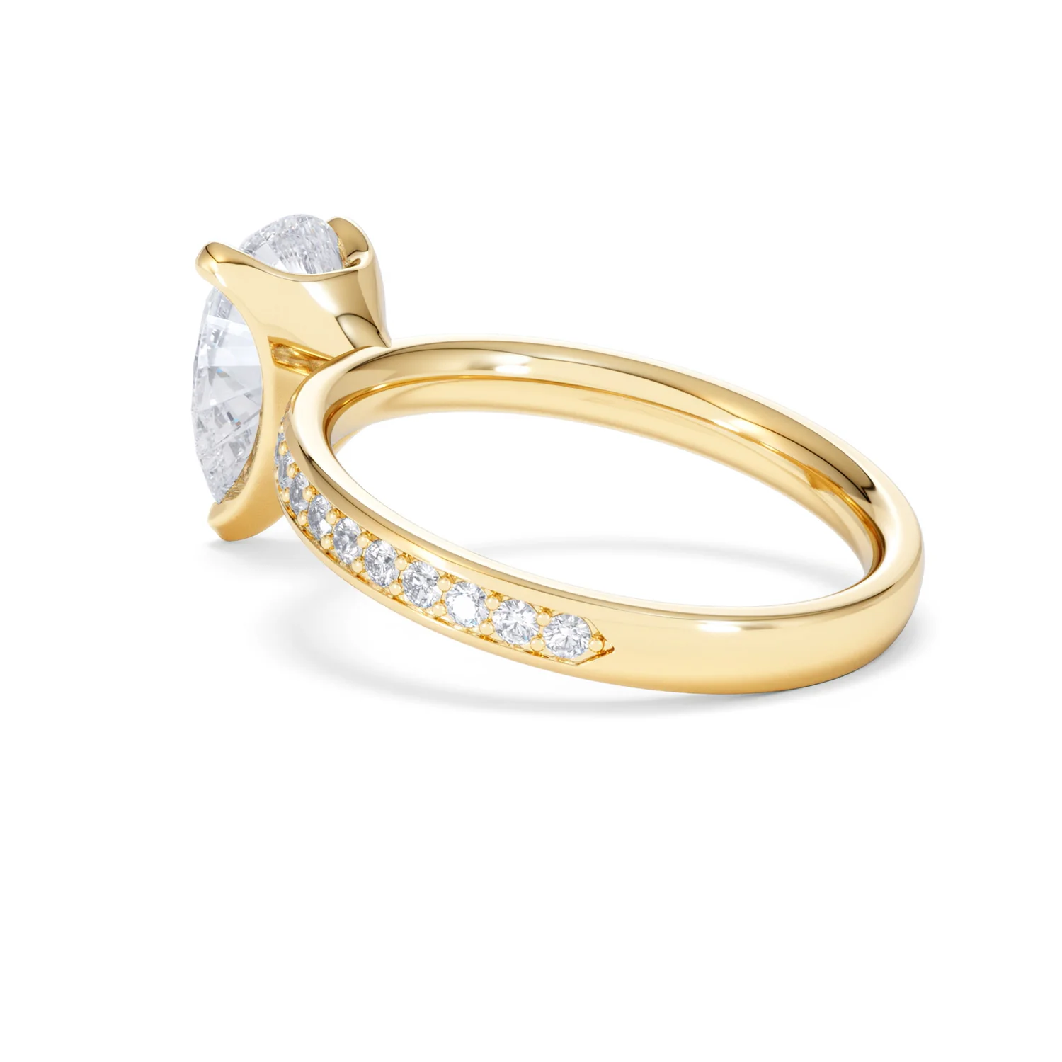 Origin 2.25ct Pear Cut Lab Diamond Solitaire Engagement Ring with Side Stones in 18K Yellow Gold - Image 58