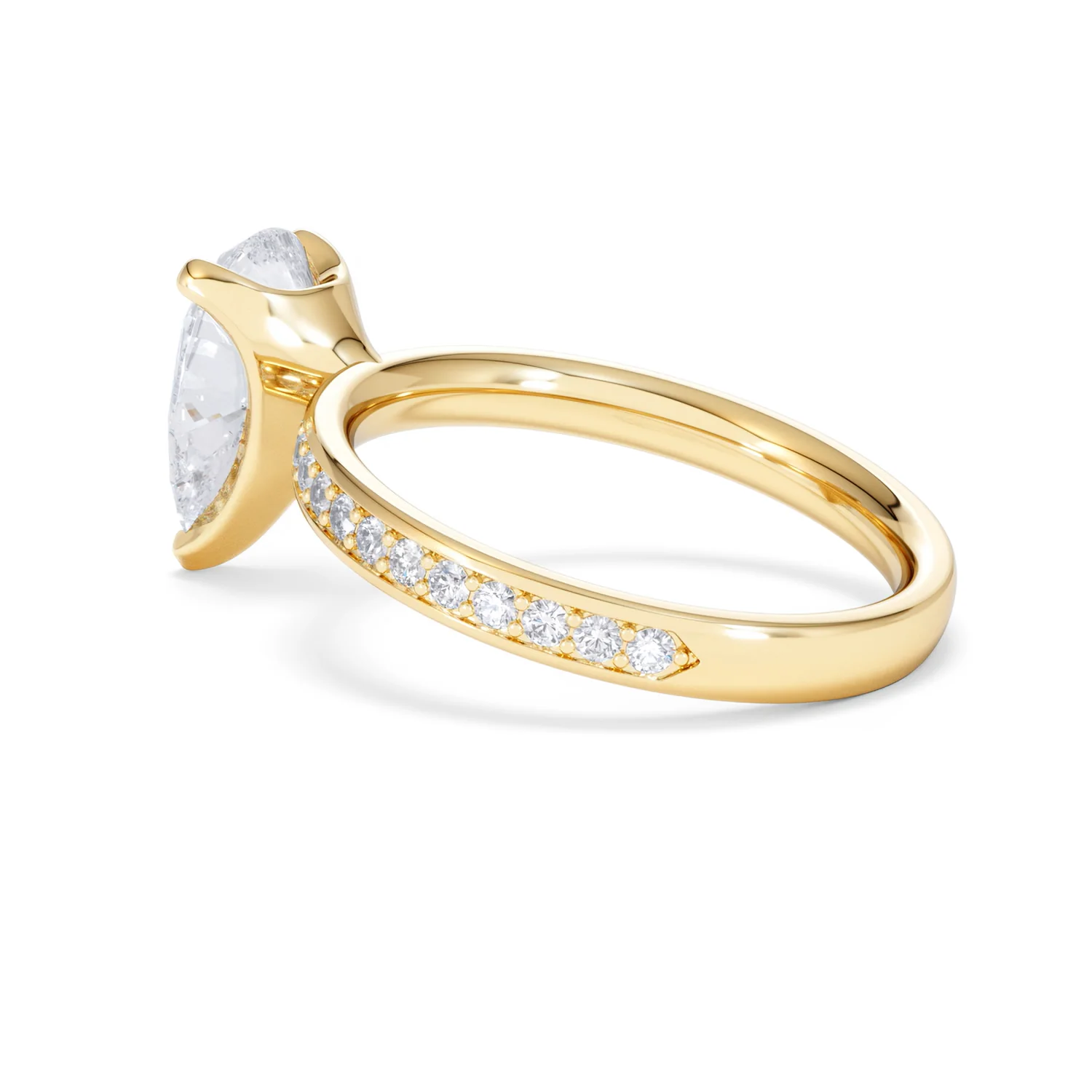Origin 2.25ct Pear Cut Lab Diamond Solitaire Engagement Ring with Side Stones in 18K Yellow Gold - Image 60