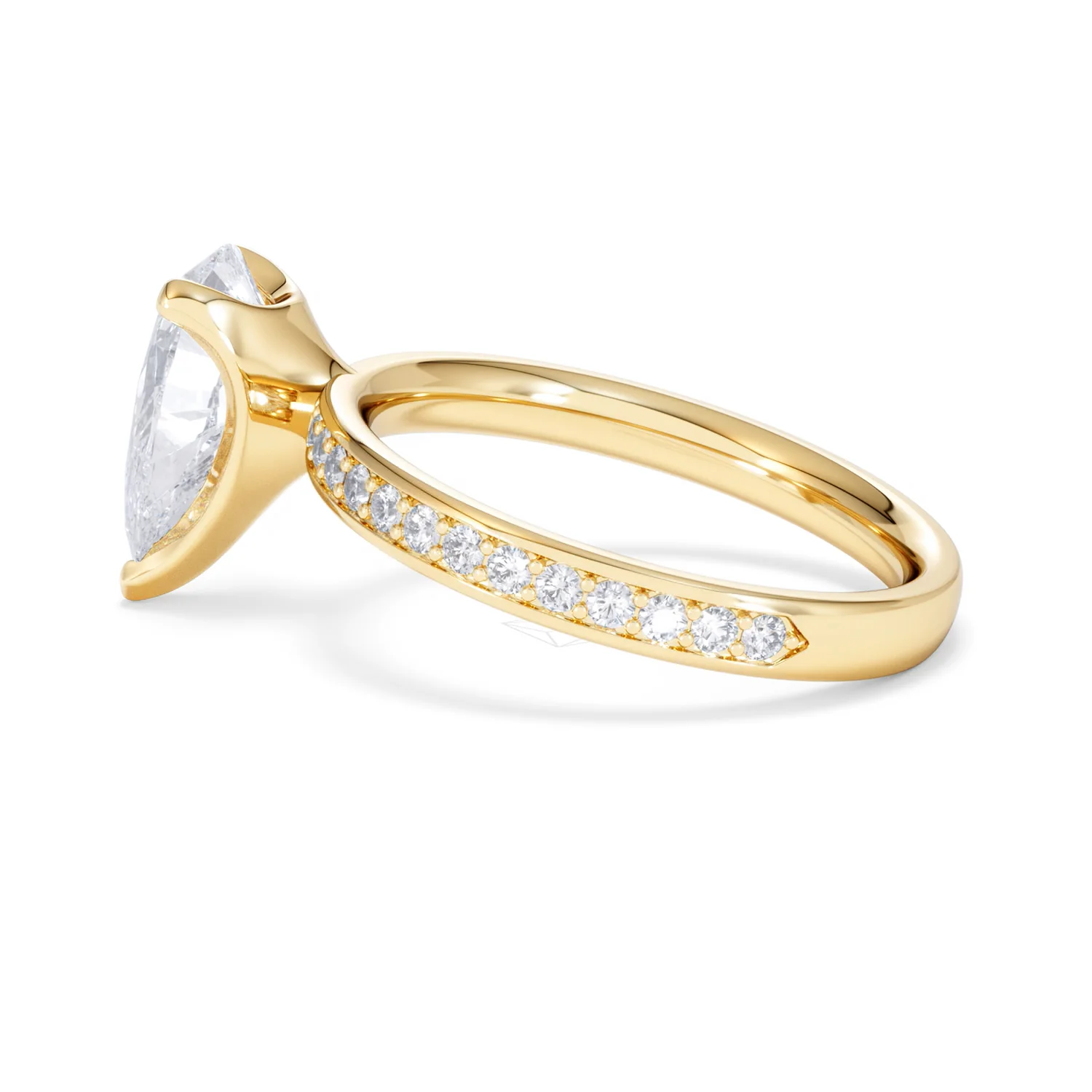Origin 2.25ct Pear Cut Lab Diamond Solitaire Engagement Ring with Side Stones in 18K Yellow Gold - Image 64