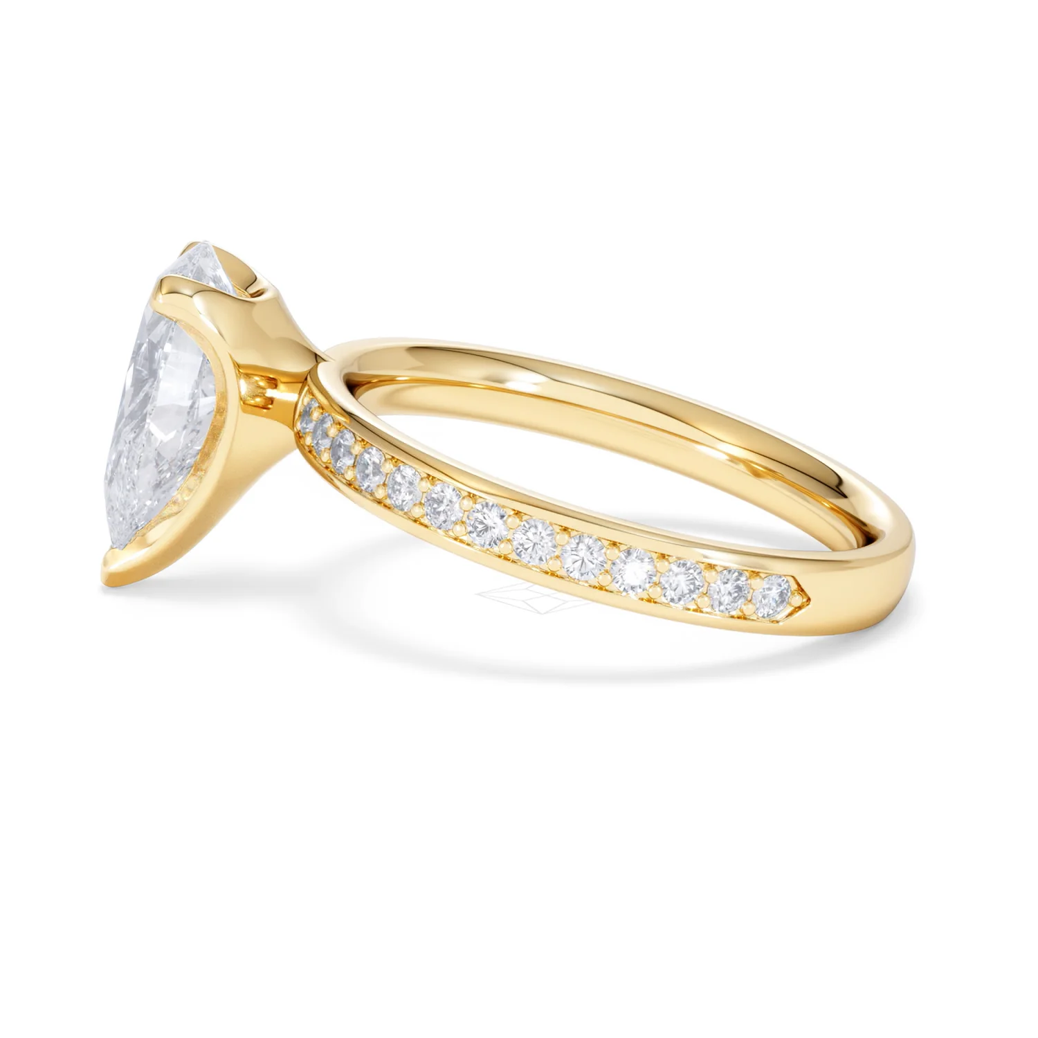 Origin 2.25ct Pear Cut Lab Diamond Solitaire Engagement Ring with Side Stones in 18K Yellow Gold - Image 66