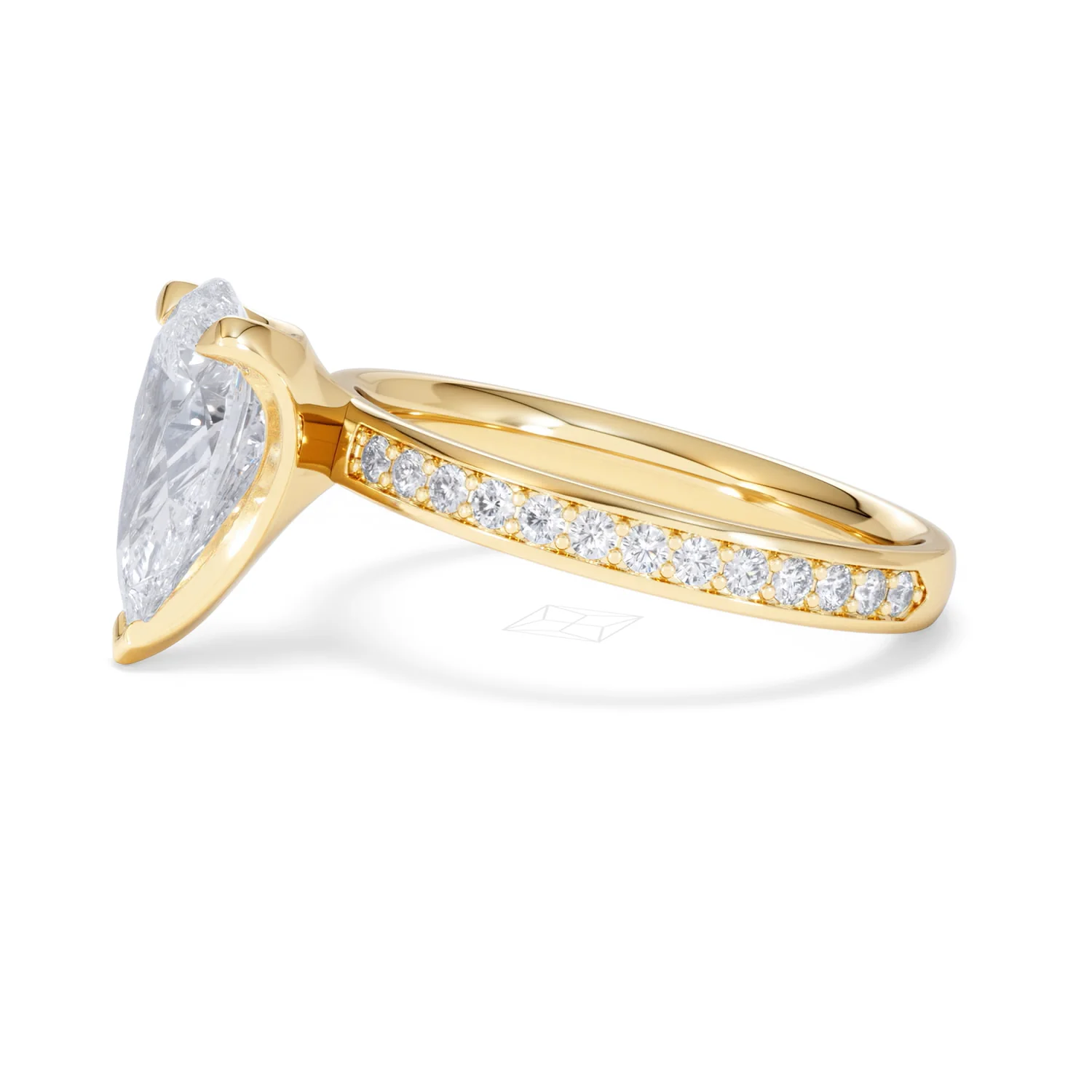 Origin 2.25ct Pear Cut Lab Diamond Solitaire Engagement Ring with Side Stones in 18K Yellow Gold - Image 71