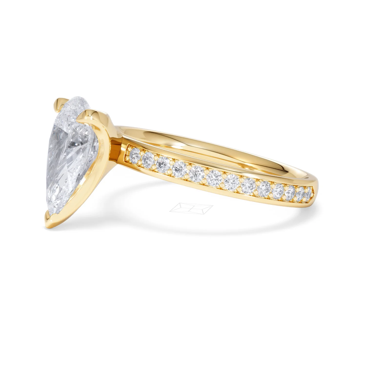 Origin 2.25ct Pear Cut Lab Diamond Solitaire Engagement Ring with Side Stones in 18K Yellow Gold - Image 73