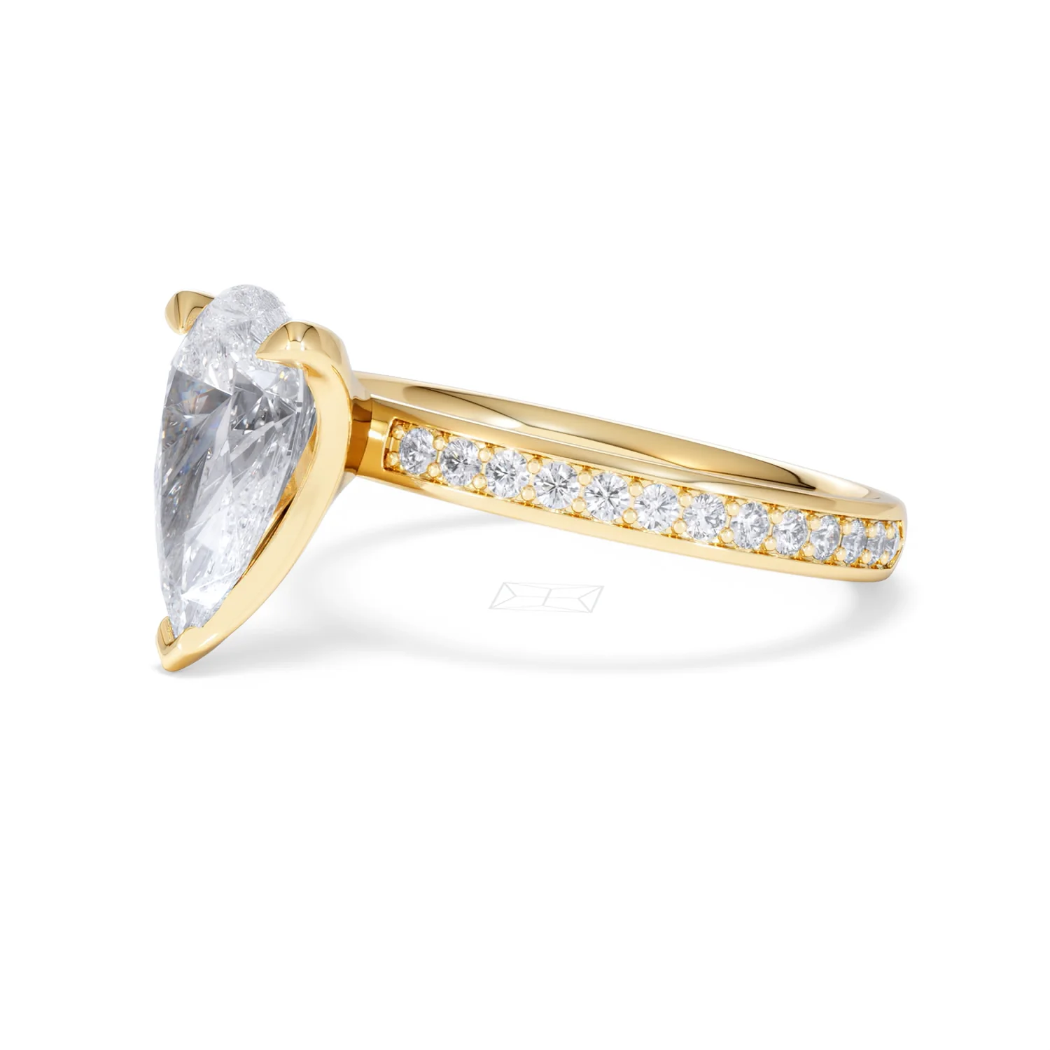 Origin 2.25ct Pear Cut Lab Diamond Solitaire Engagement Ring with Side Stones in 18K Yellow Gold - Image 75